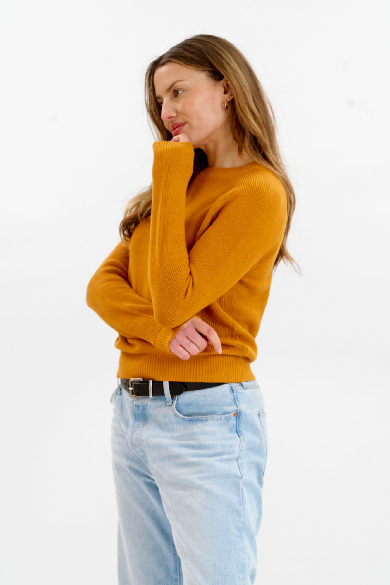 KOMODO womens vegan Jumper Women Fog Mustard Yellow