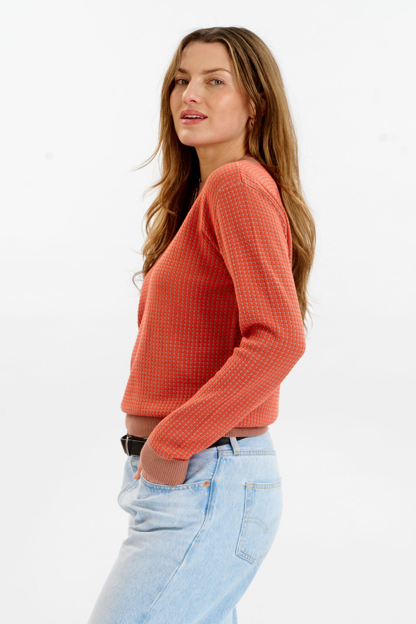 KOMODO womens vegan Jumper Hana Coffee Red