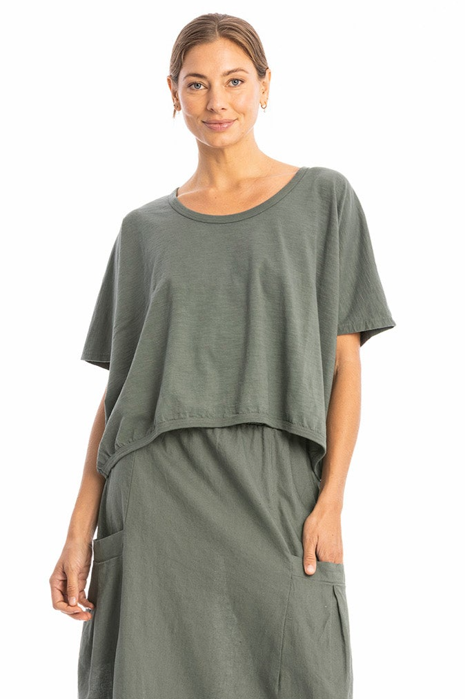 RAVENS VIEW IBIZA Damen vegan Top Square Olivgr&Atilde;&frac14;n