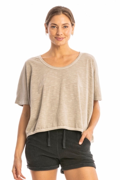 RAVENS VIEW IBIZA Damen vegan Top Square Ash Stone