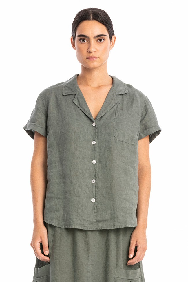 RAVENS VIEW IBIZA womens vegan Shirt Elly Olive Green