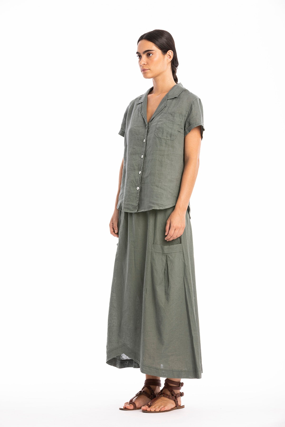 RAVENS VIEW IBIZA womens vegan Shirt Elly Olive Green