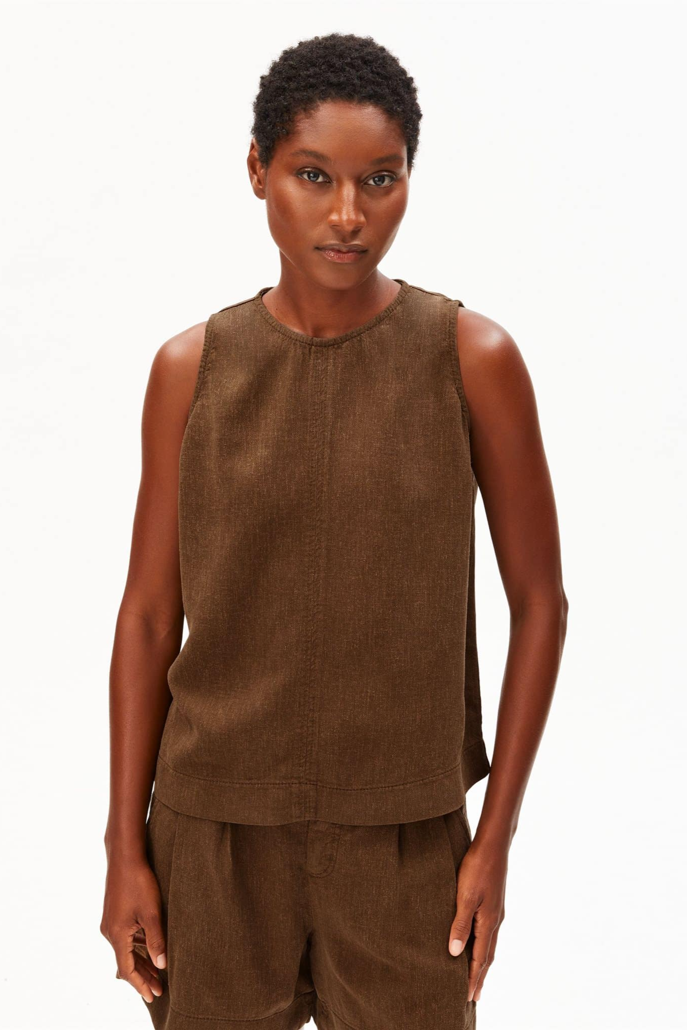 ARMEDANGELS Damen vegan Top Blend Gmt Dye Brown