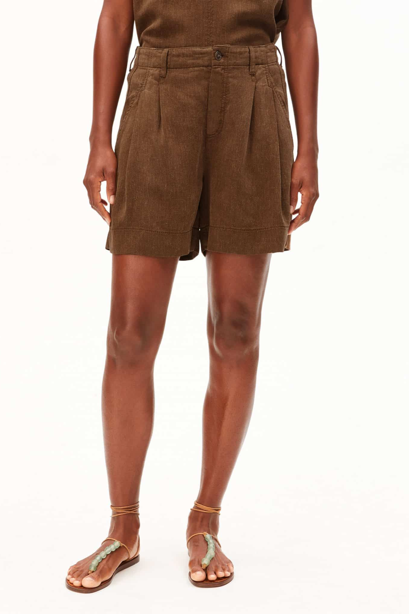 ARMEDANGELS Damen vegan Shorts Blend Gmt Dye Brown