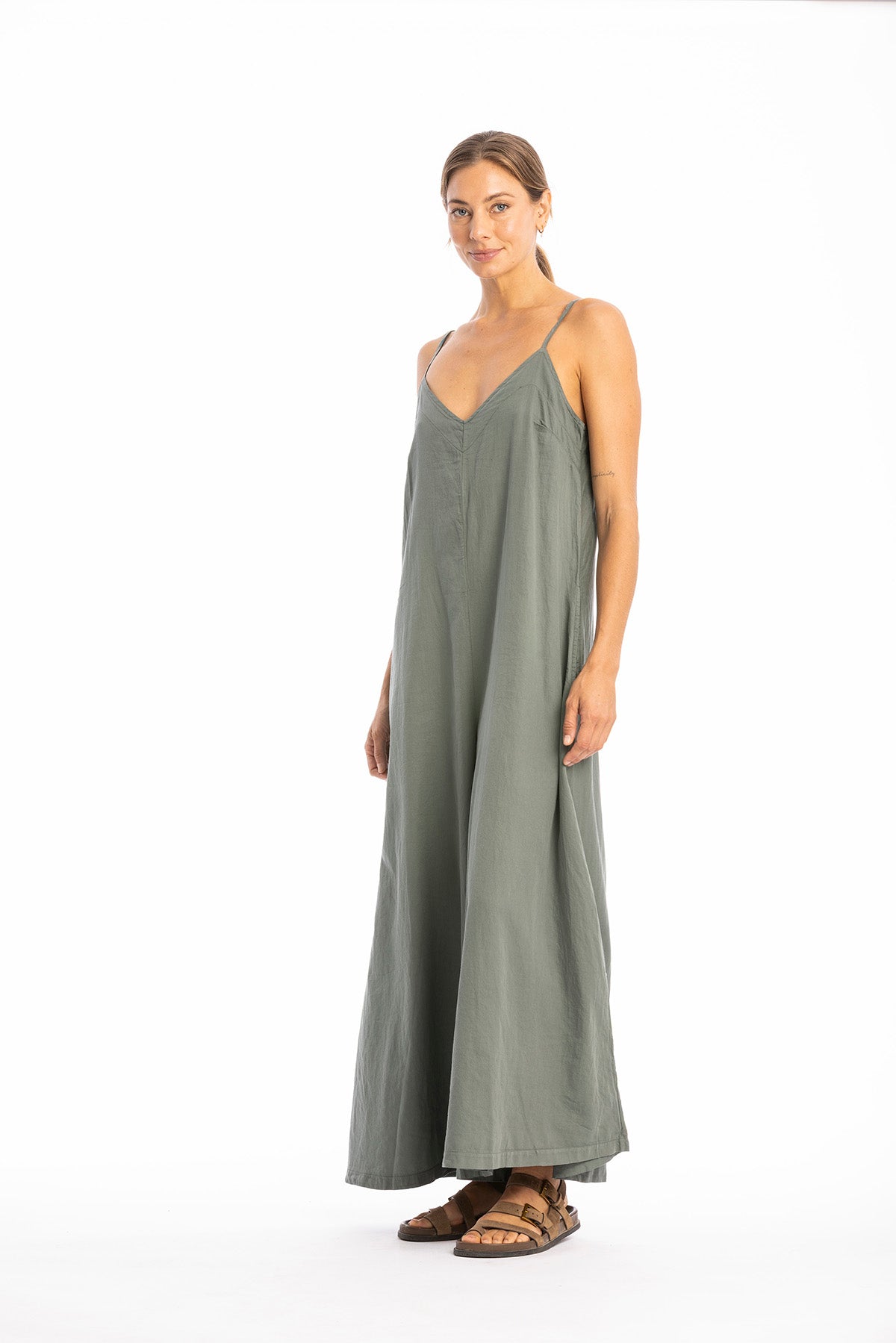 RAVENS VIEW IBIZA womens vegan Jumpsuit Kiera Olive Green