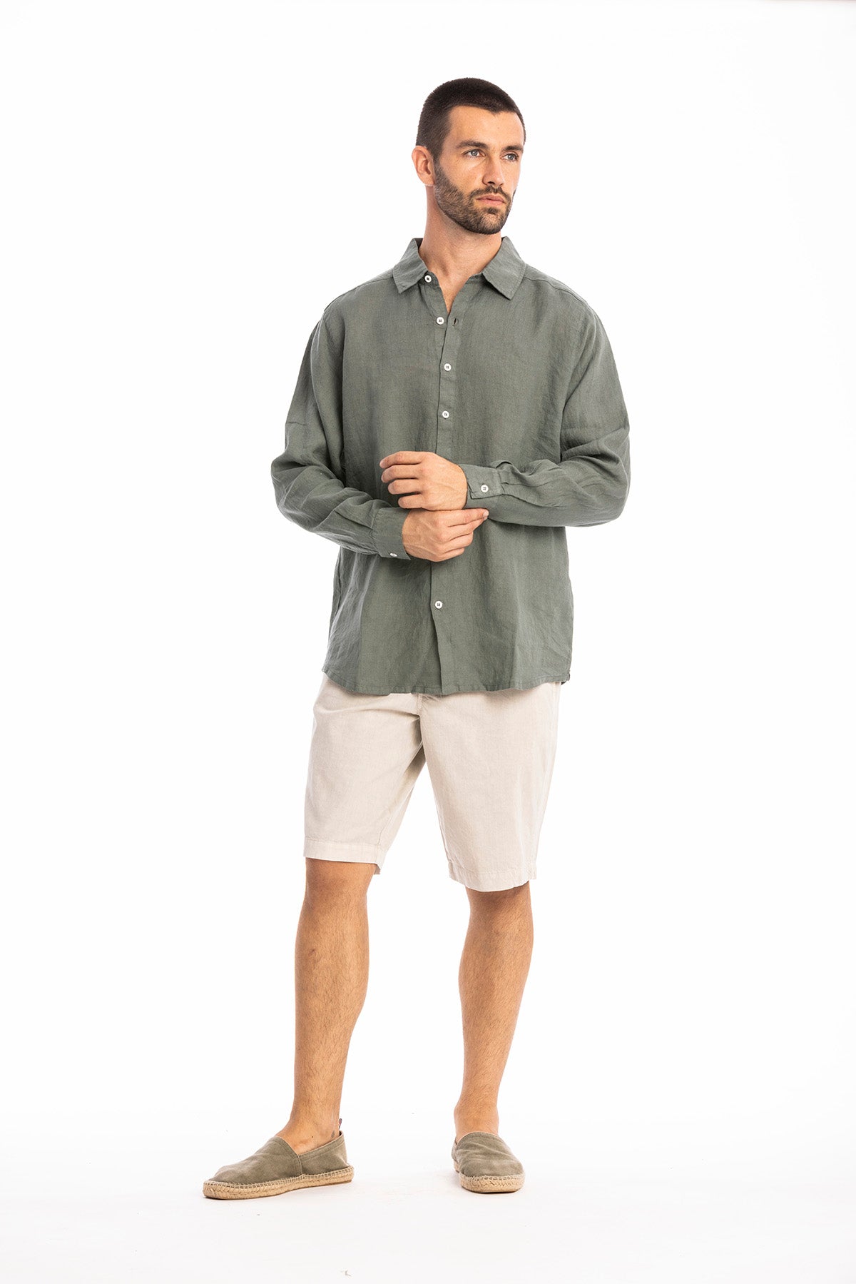 RAVENS VIEW IBIZA men vegan Shirt Alain Olive Green