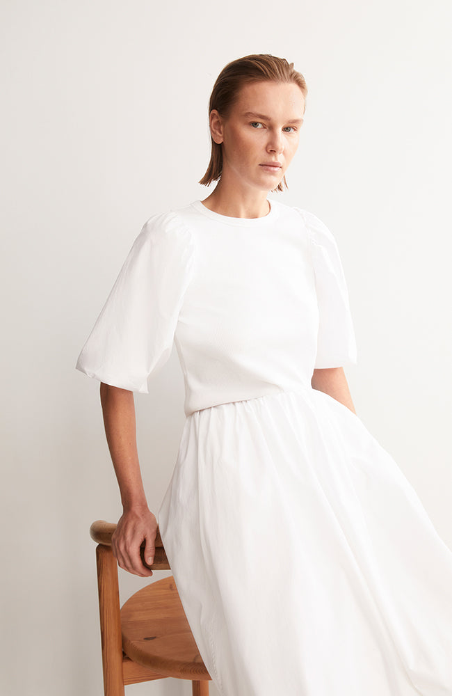 ARMEDANGELS womens vegan Shirt Puff Sleeve White