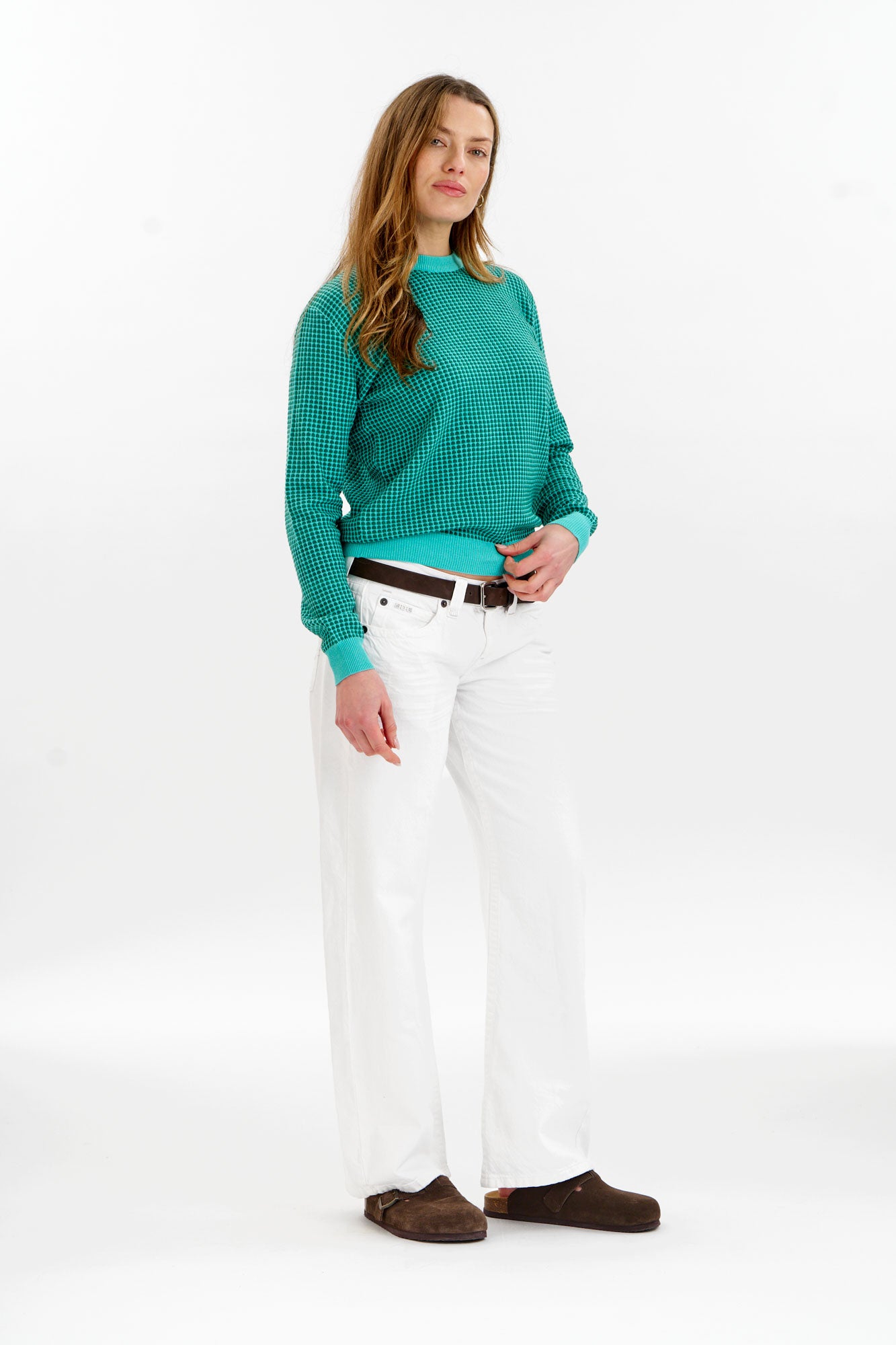 KOMODO womens vegan Jumper Hana Green & Cyan