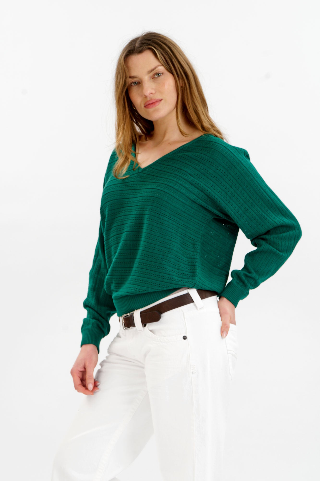 KOMODO Damen vegan Pullover Pia Pointelle Gr&Atilde;&frac14;n