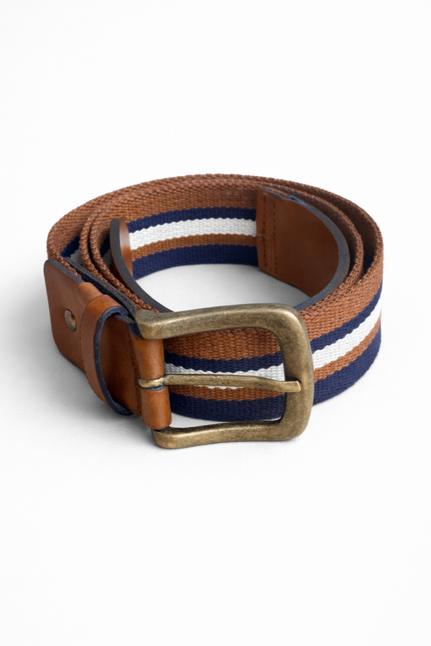 Solari Milano men vegan Belt Magenta Brown/White/ Blue
