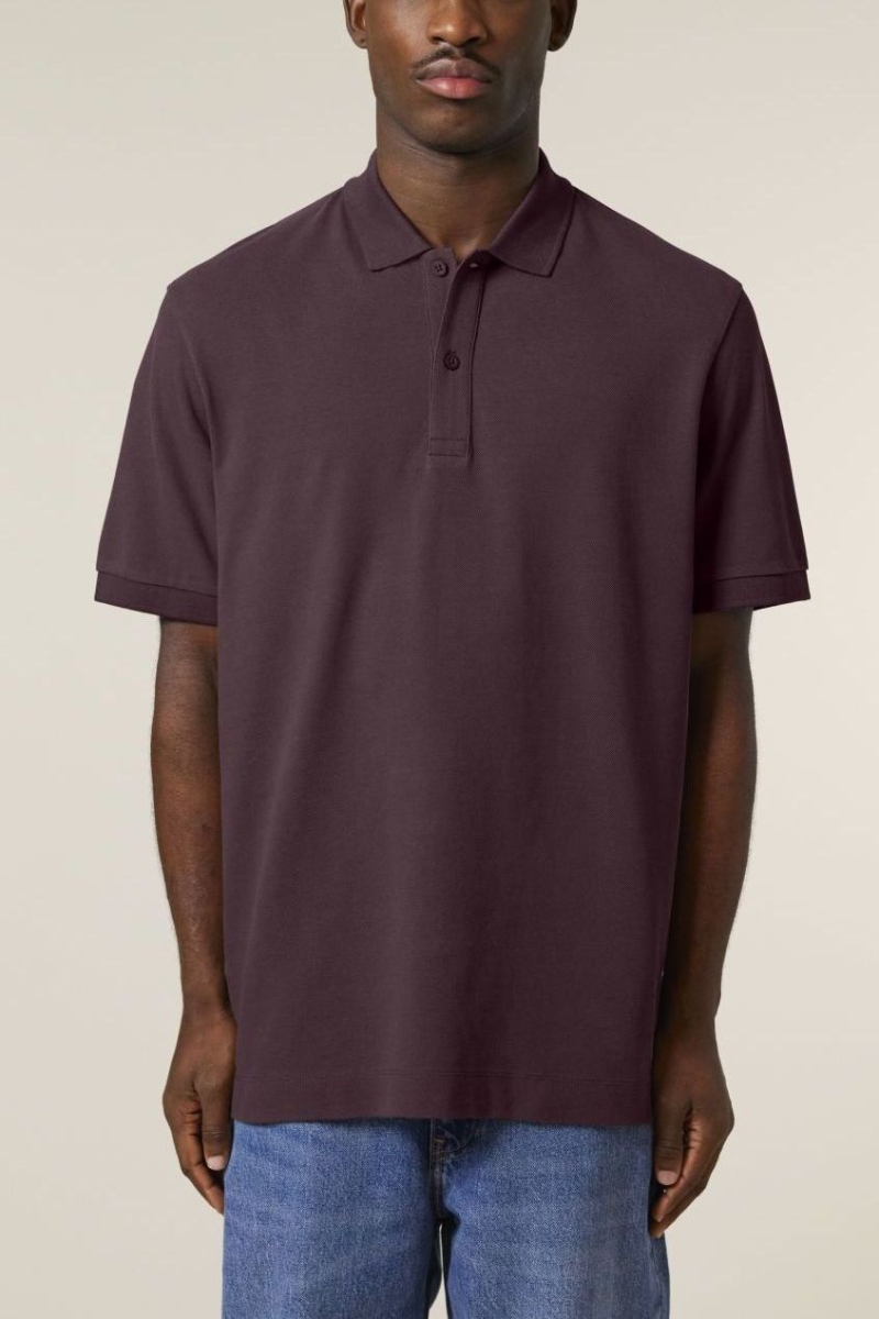 UNIPOLAR men vegan Polo Shirt Basic Prescott 2.0 Red Brown