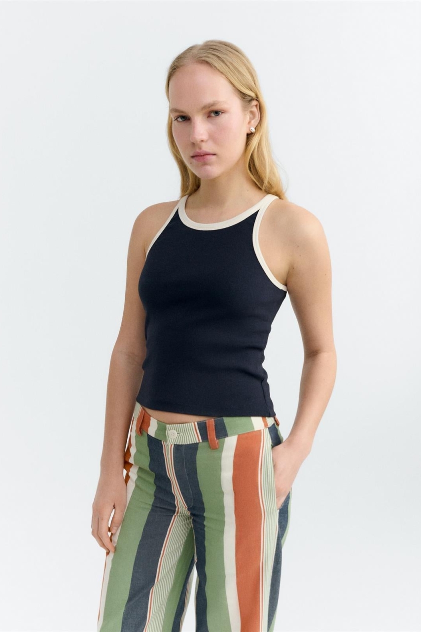 Thinking MU womens vegan Top Harriet Navy/Pannacotta