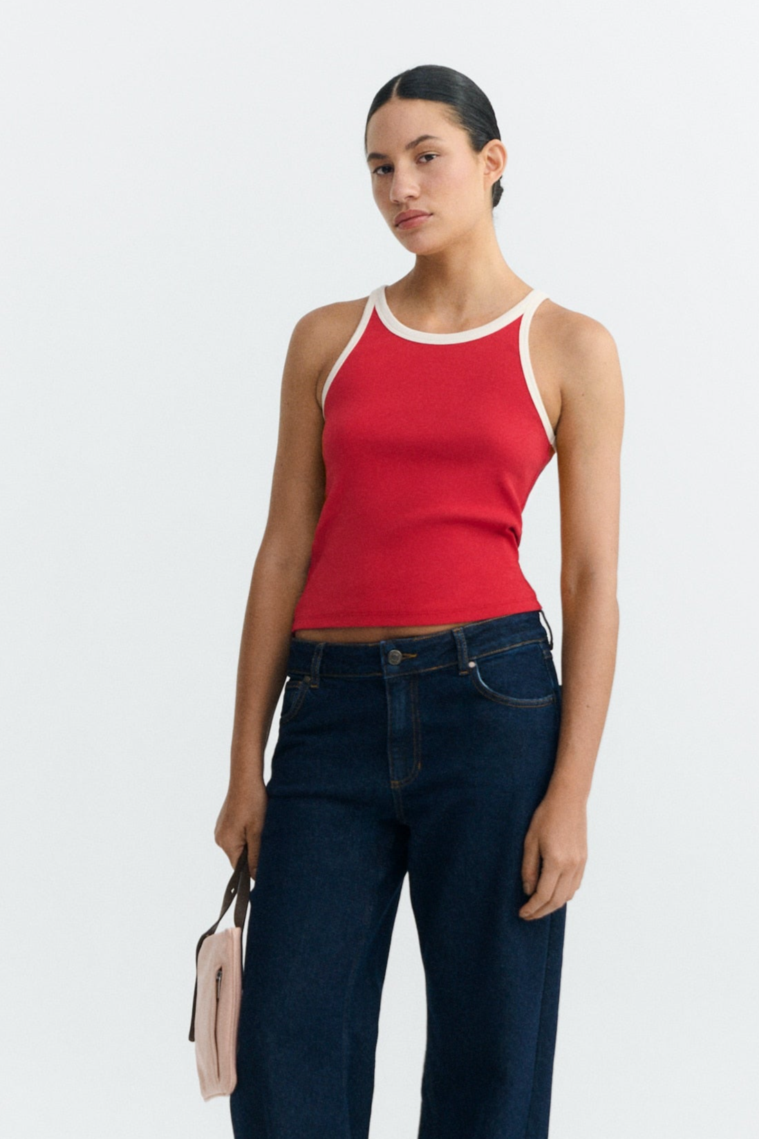 Thinking MU womens vegan Top Harriet Red/Pannacotta