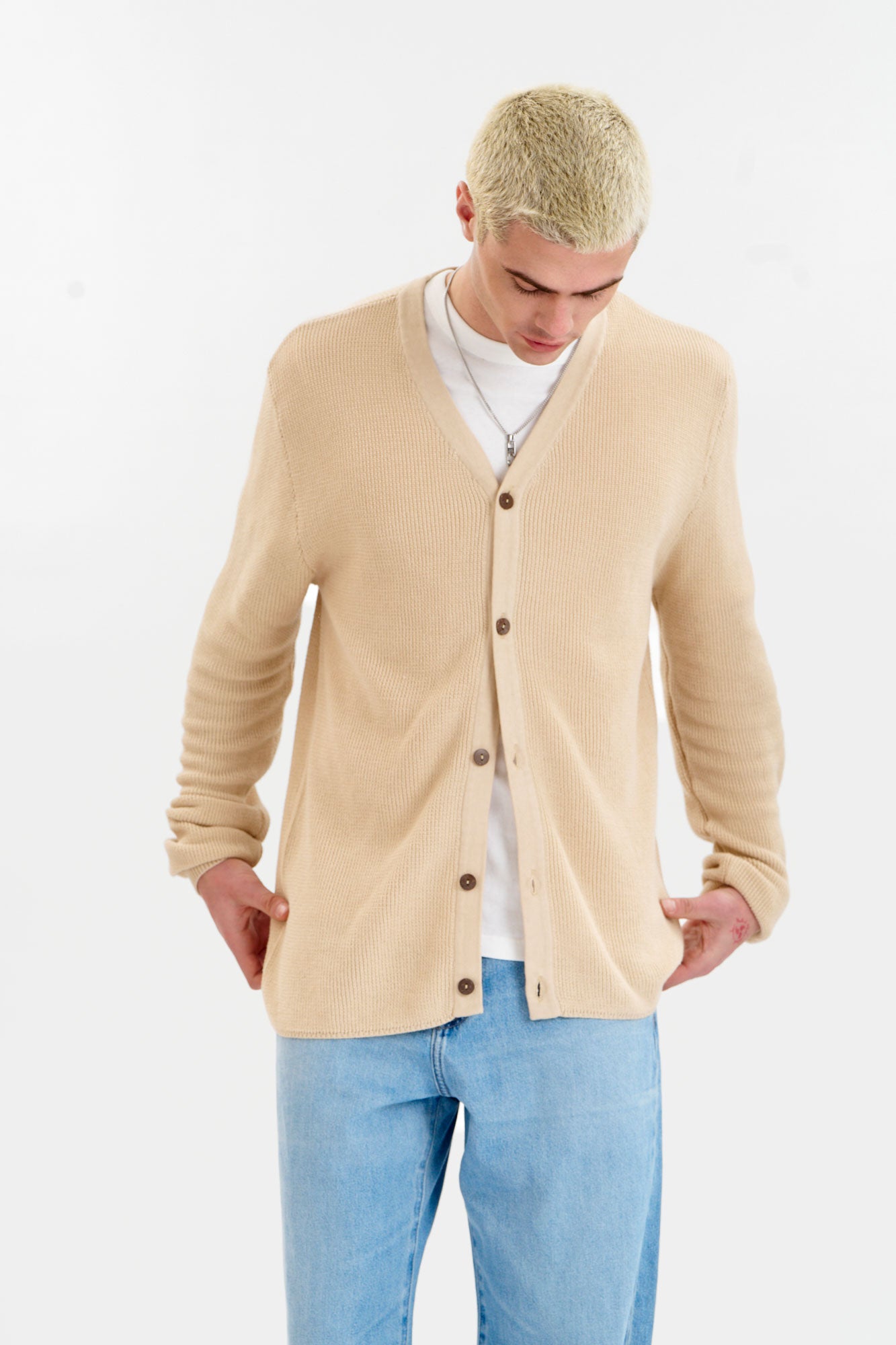 KOMODO men vegan Cardigan Lucas Cream