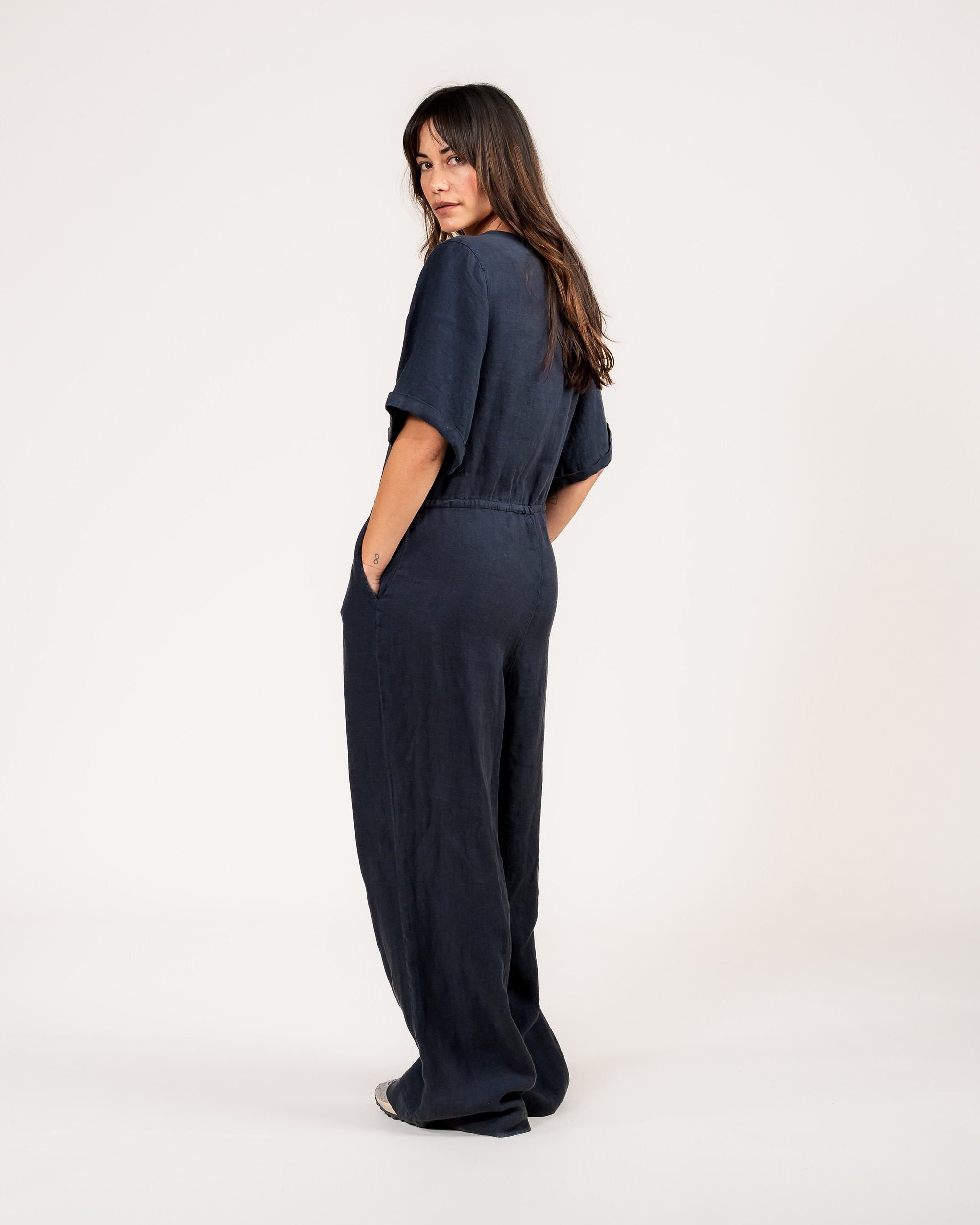 Kuyichi womens vegan Jumpsuit Sammie Midnight Blue