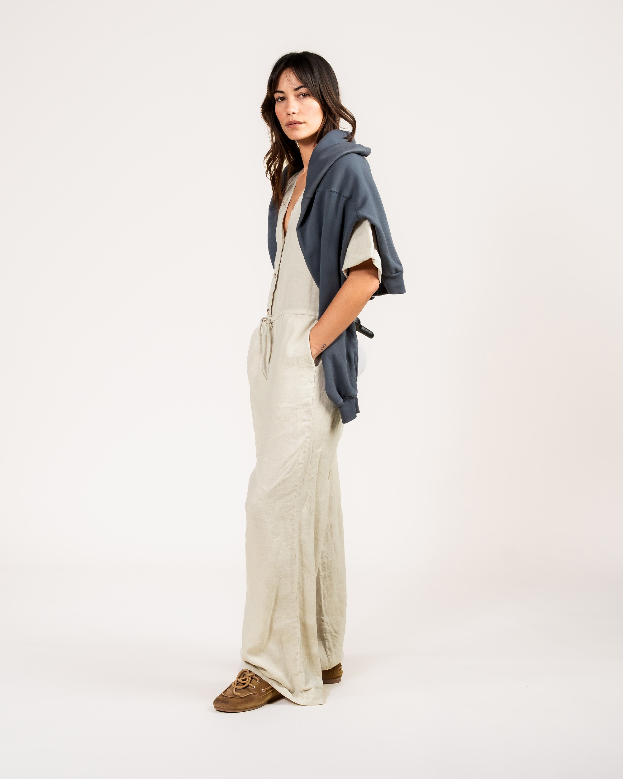 Kuyichi womens vegan Jumpsuit Sammie Solid Oatmeal