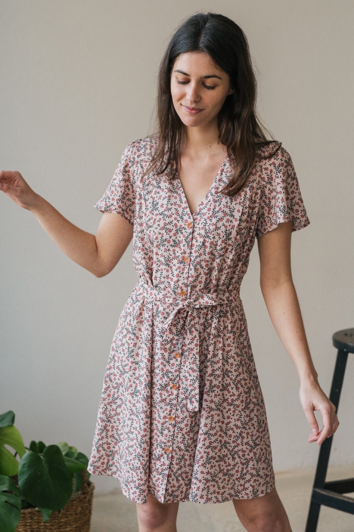 TWOTHIRDS Damen vegan Kleid Ewing Dusty Coral