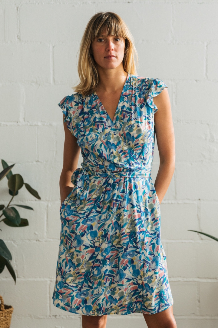 TWOTHIRDS Damen vegan Kleid Ankoko Geb&Atilde;&frac14;rstete Blumen
