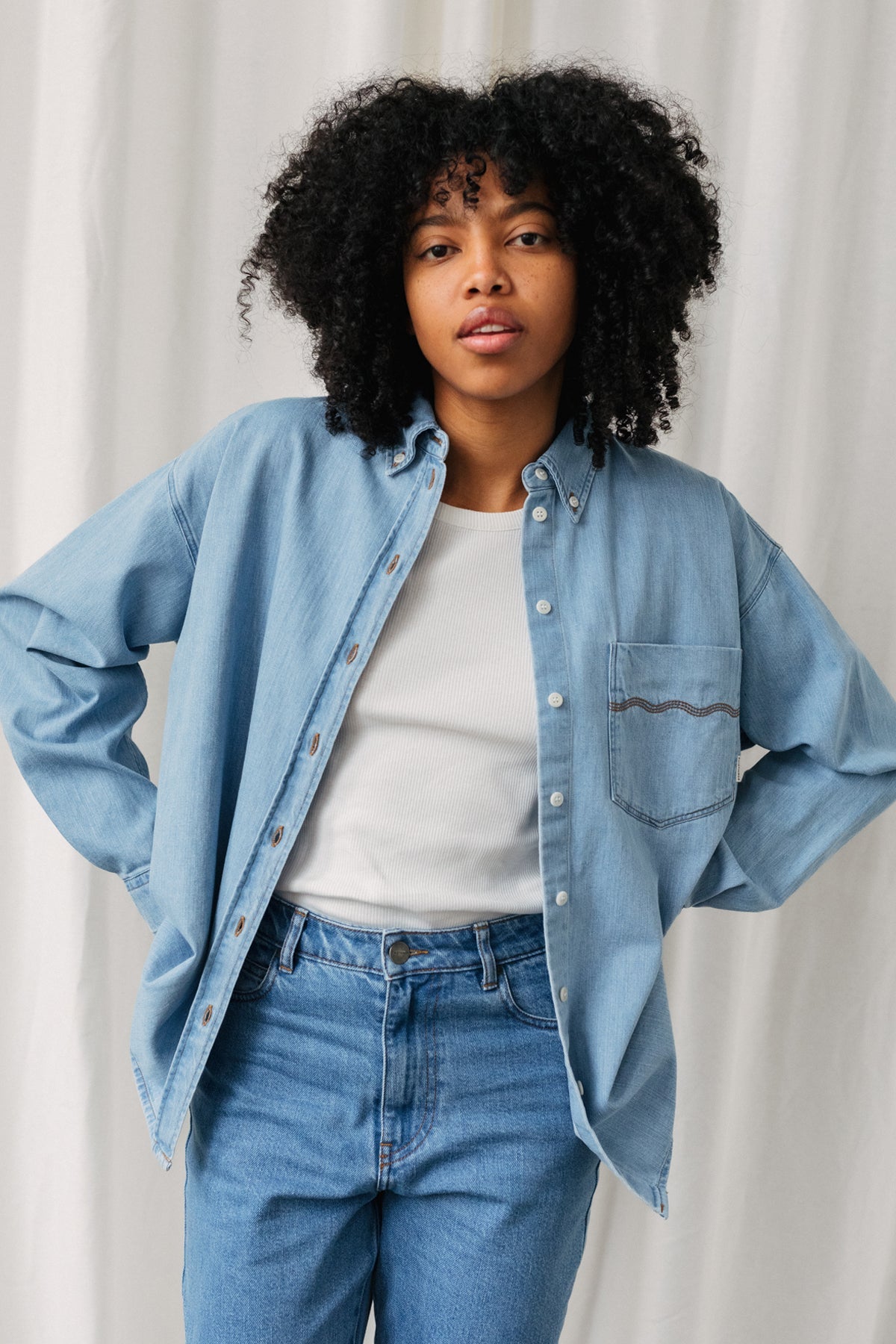 TWOTHIRDS womens vegan Overshirt Breaksea Fresh Blue