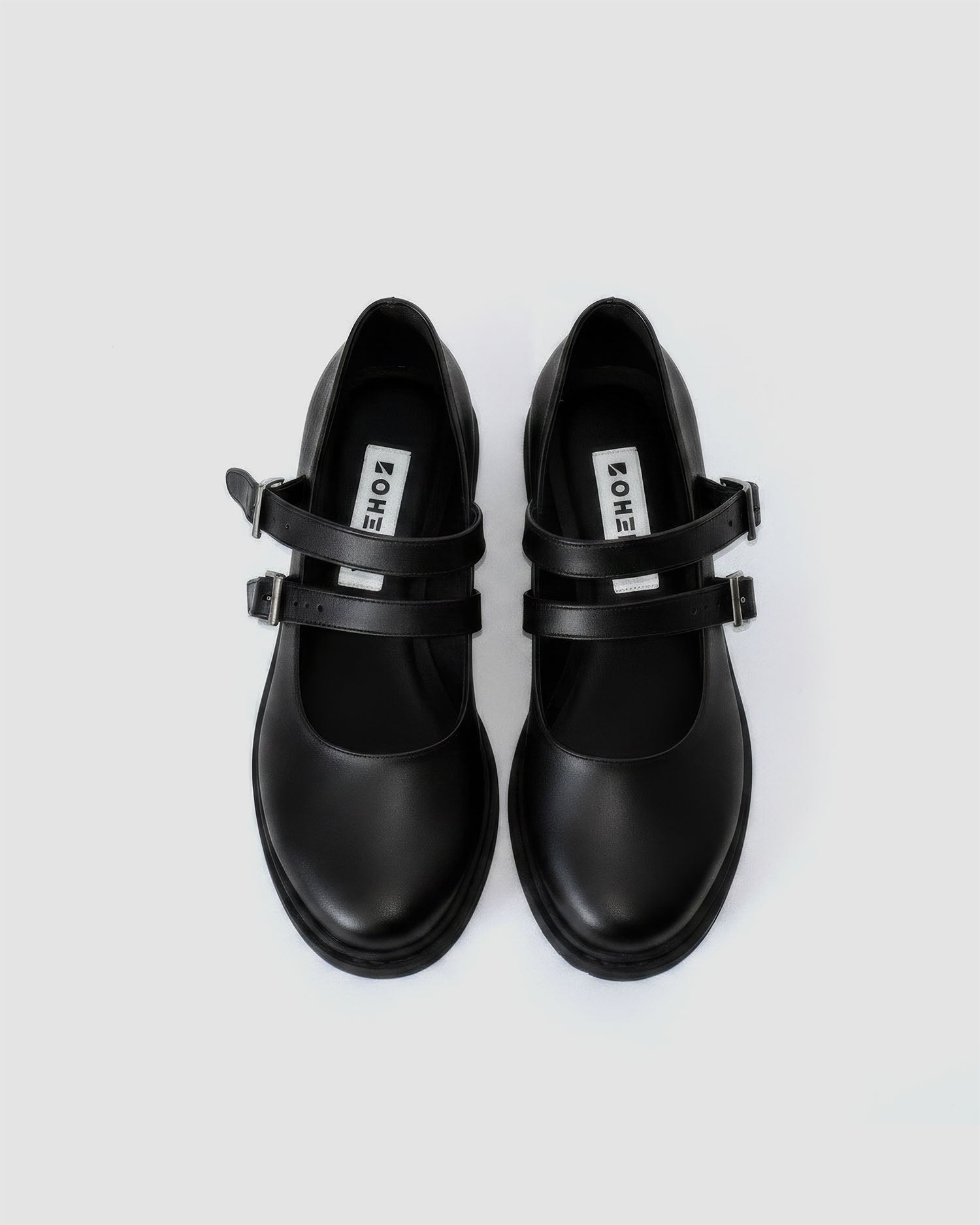 BOHEMA womens vegan Ballerinas Mary Jane Twin Black