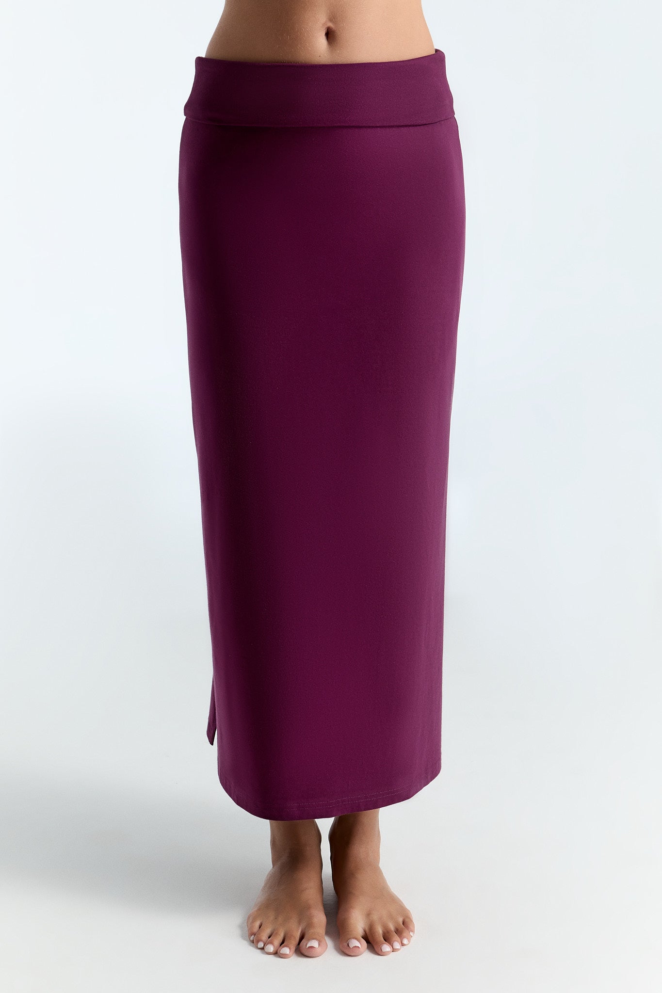 Leela Cotton womens vegan Maxi Skirt Aubergine