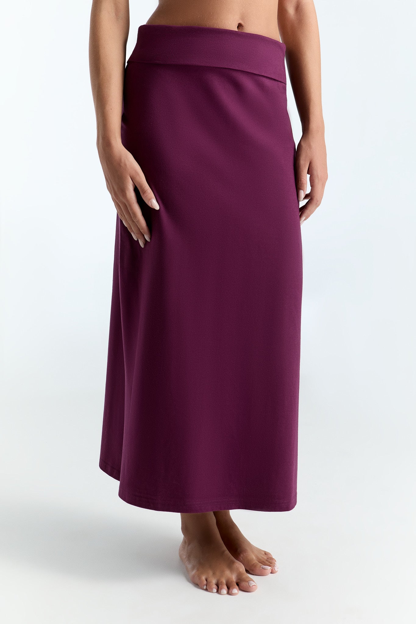 Leela Cotton womens vegan Maxi Skirt Aubergine
