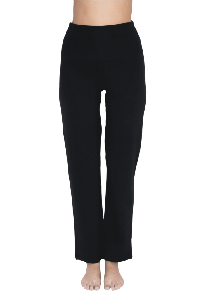 Leela Cotton womens vegan Yoga Pants Straight Leg Black