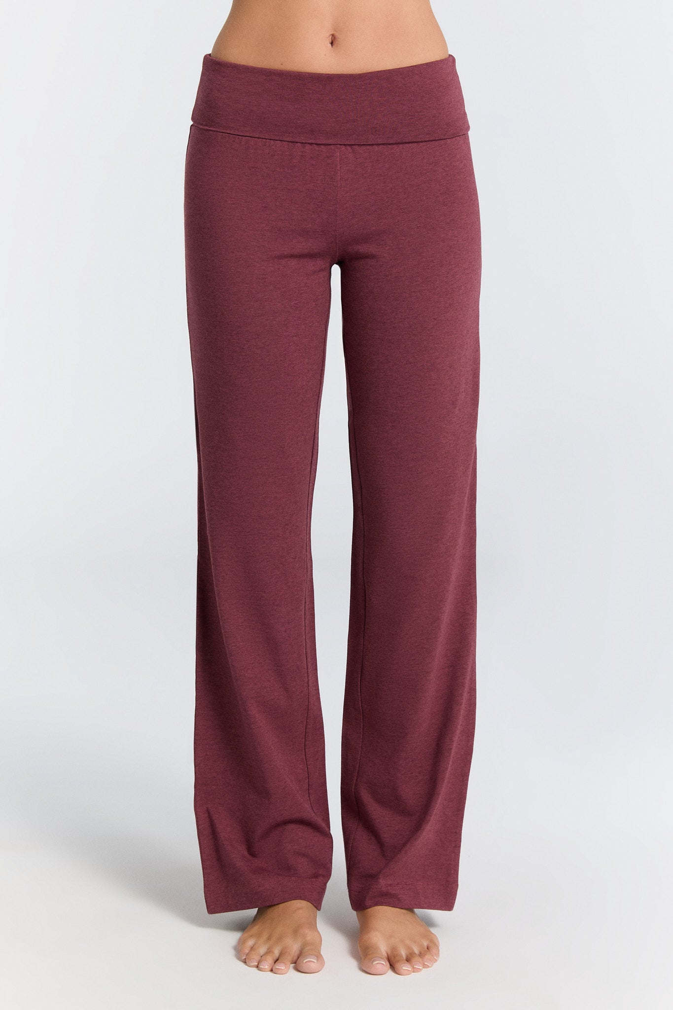 Leela Cotton womens vegan Pants With Fold Over Waistband Coffee/Rust Red