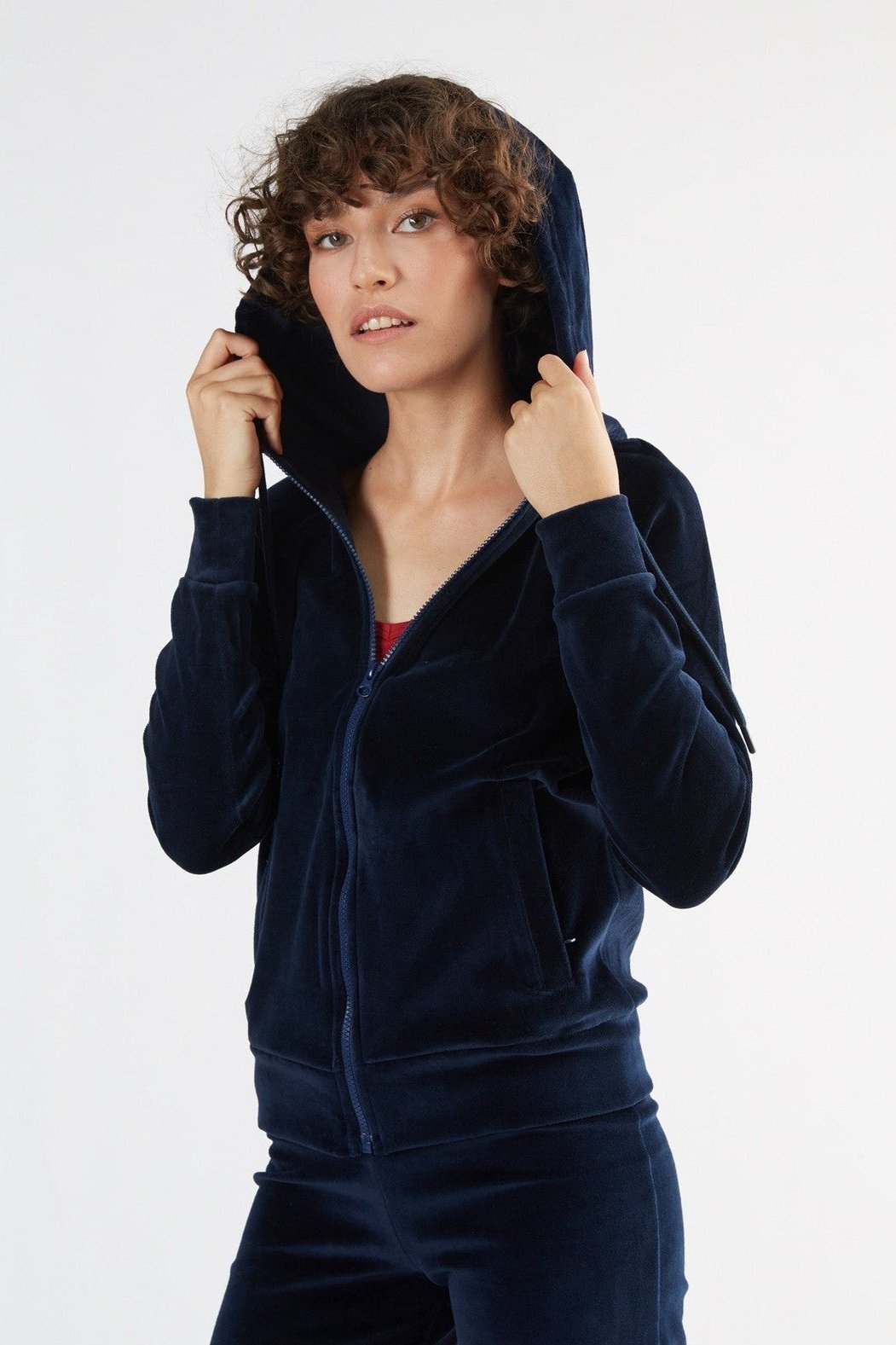 Leela Cotton womens vegan Hooded Jacket Nicky Midnight Blue