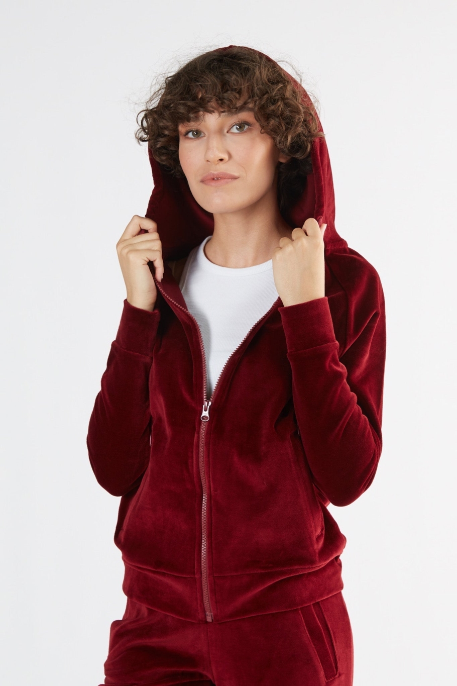 Leela Cotton womens vegan Hooded Jacket Nicky Bordeaux