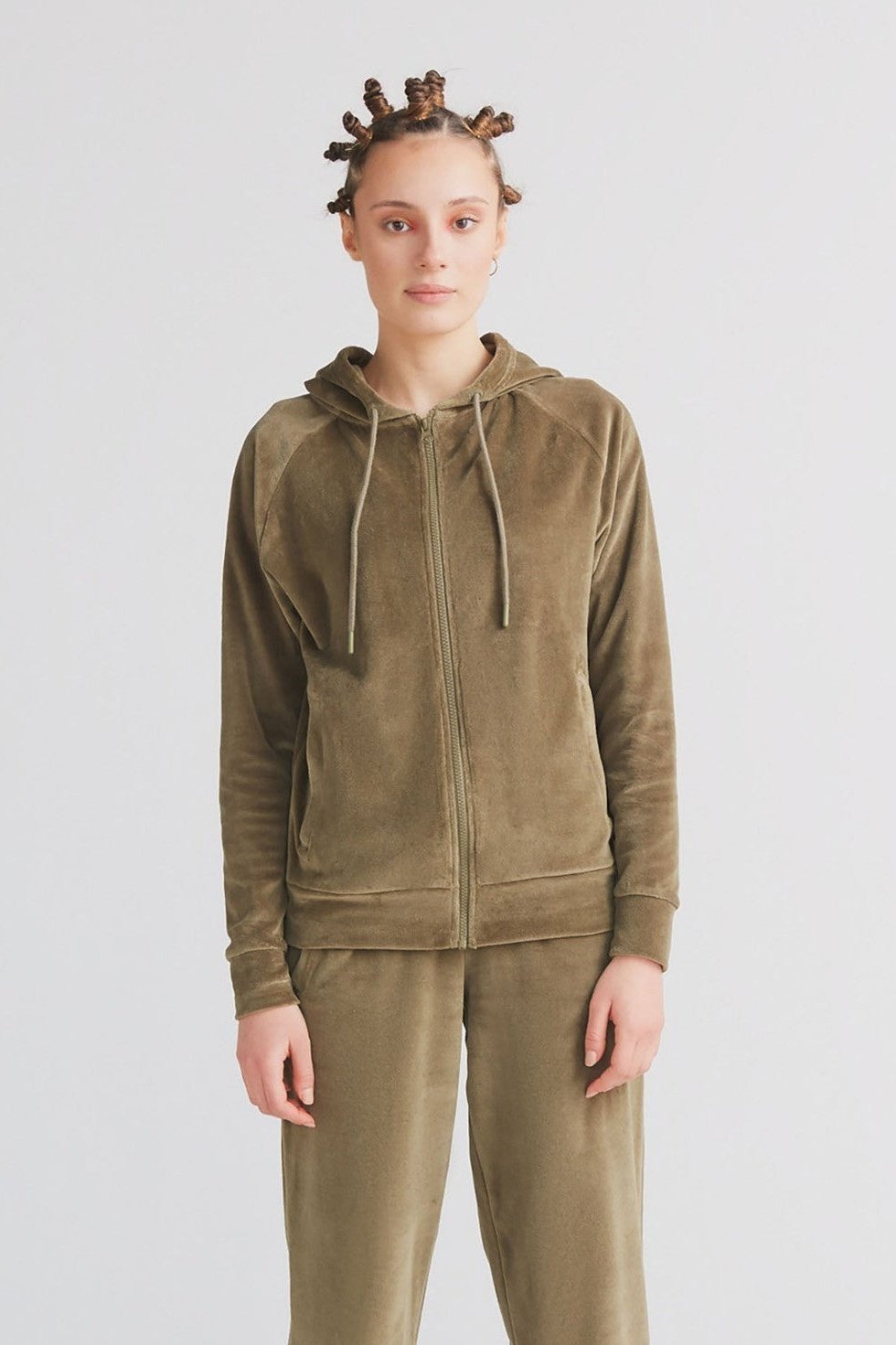Leela Cotton womens vegan Hooded Jacket Nicky Olive