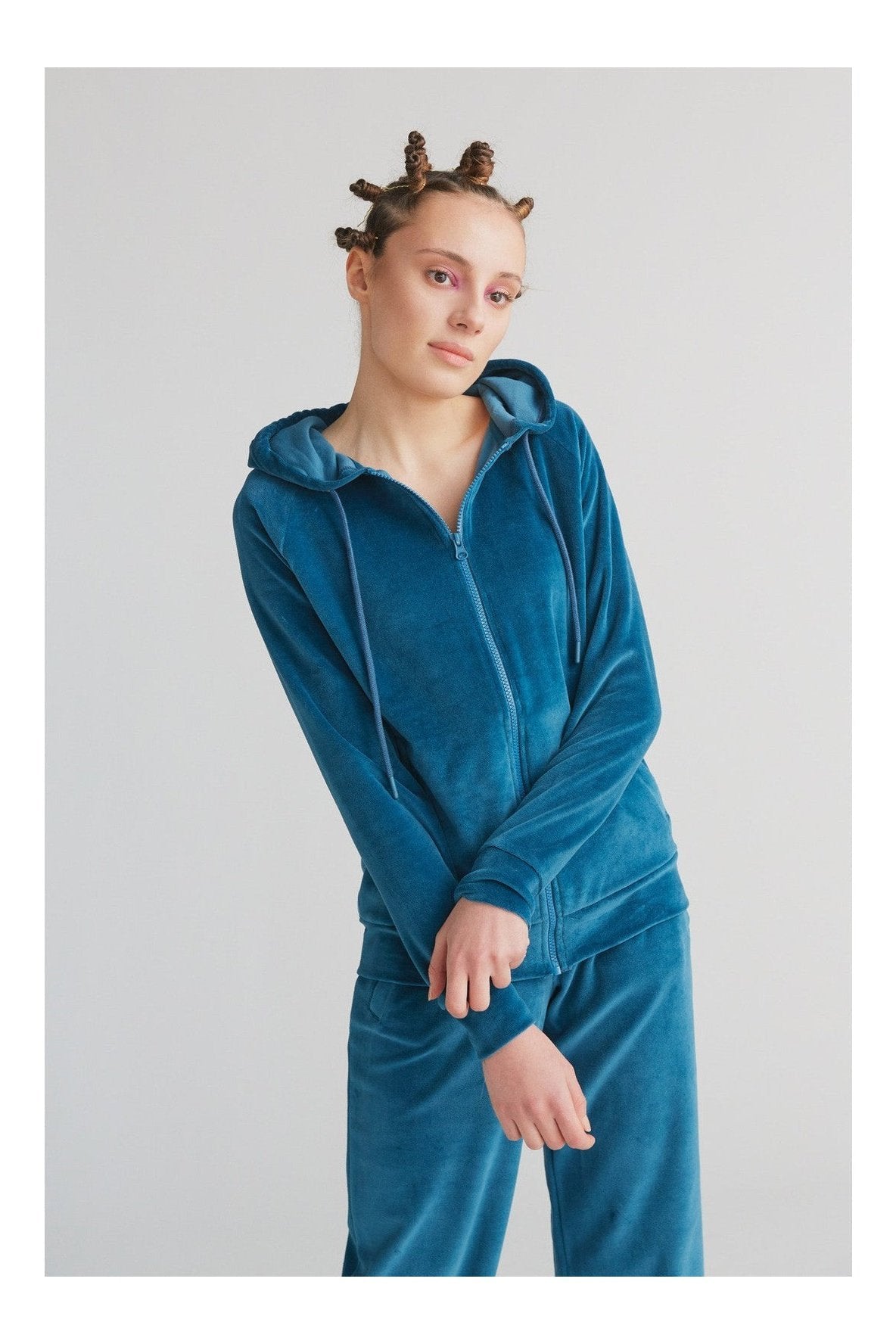 Leela Cotton womens vegan Hooded Jacket Nicky Danube Blue