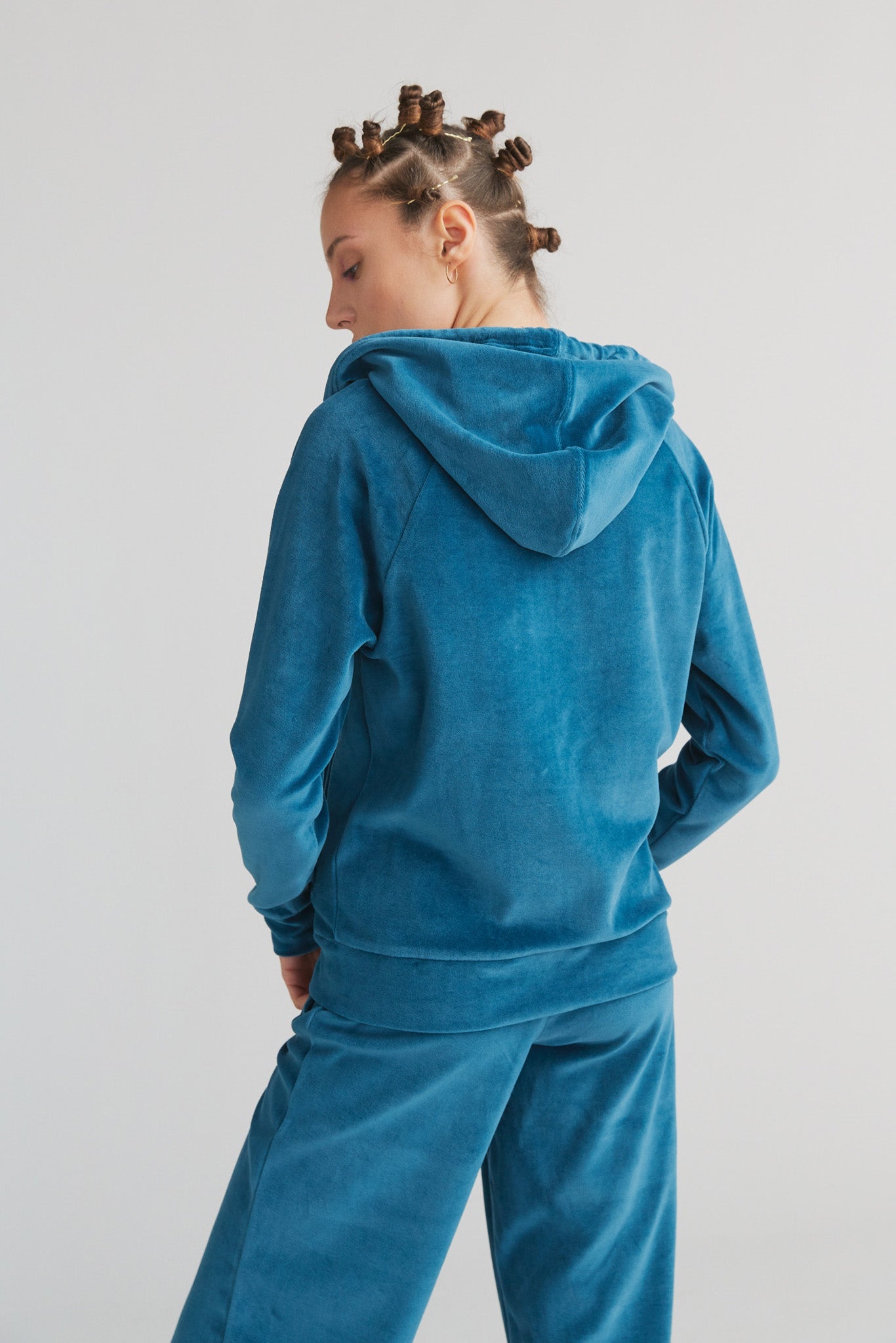 Leela Cotton womens vegan Hooded Jacket Nicky Danube Blue