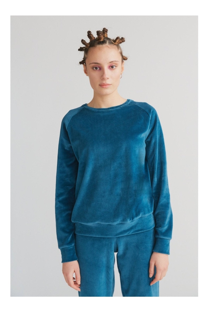 Leela Cotton womens vegan Sweatshirt Nicky Danube Blue