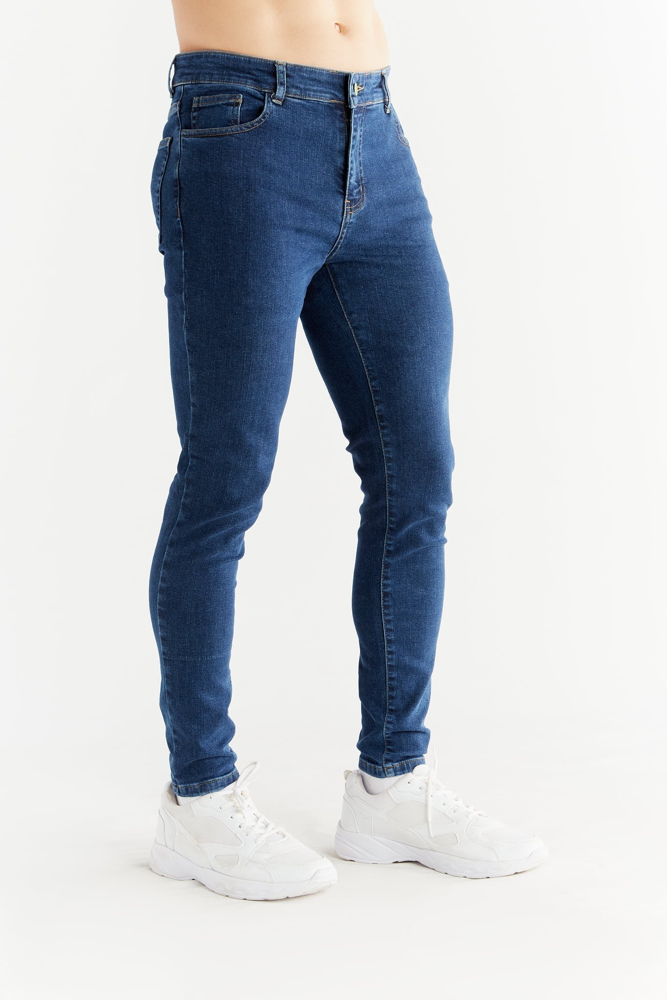 Evermind Herren vegan Jeans Skinny Fit Lapis Blau