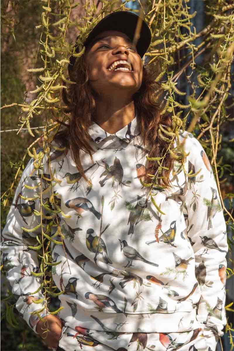 DEDICATED womens vegan Sweatshirt Ystad Autumn Birds