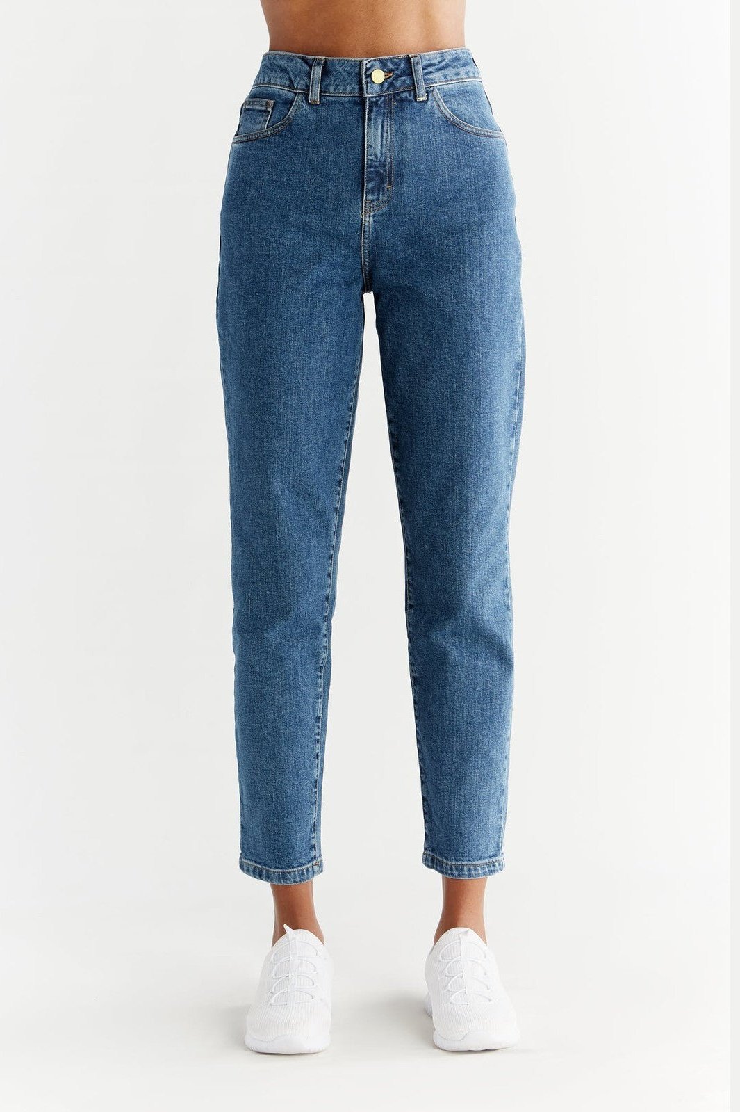 Evermind Damen vegan Jeans Mom Fit Lapis Blau