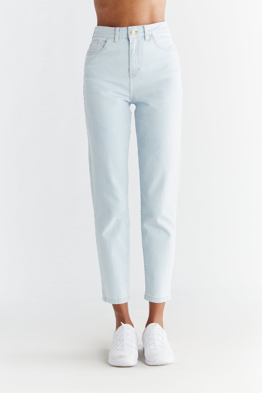 Evermind Damen vegan Jeans Mom Fit Eisblau
