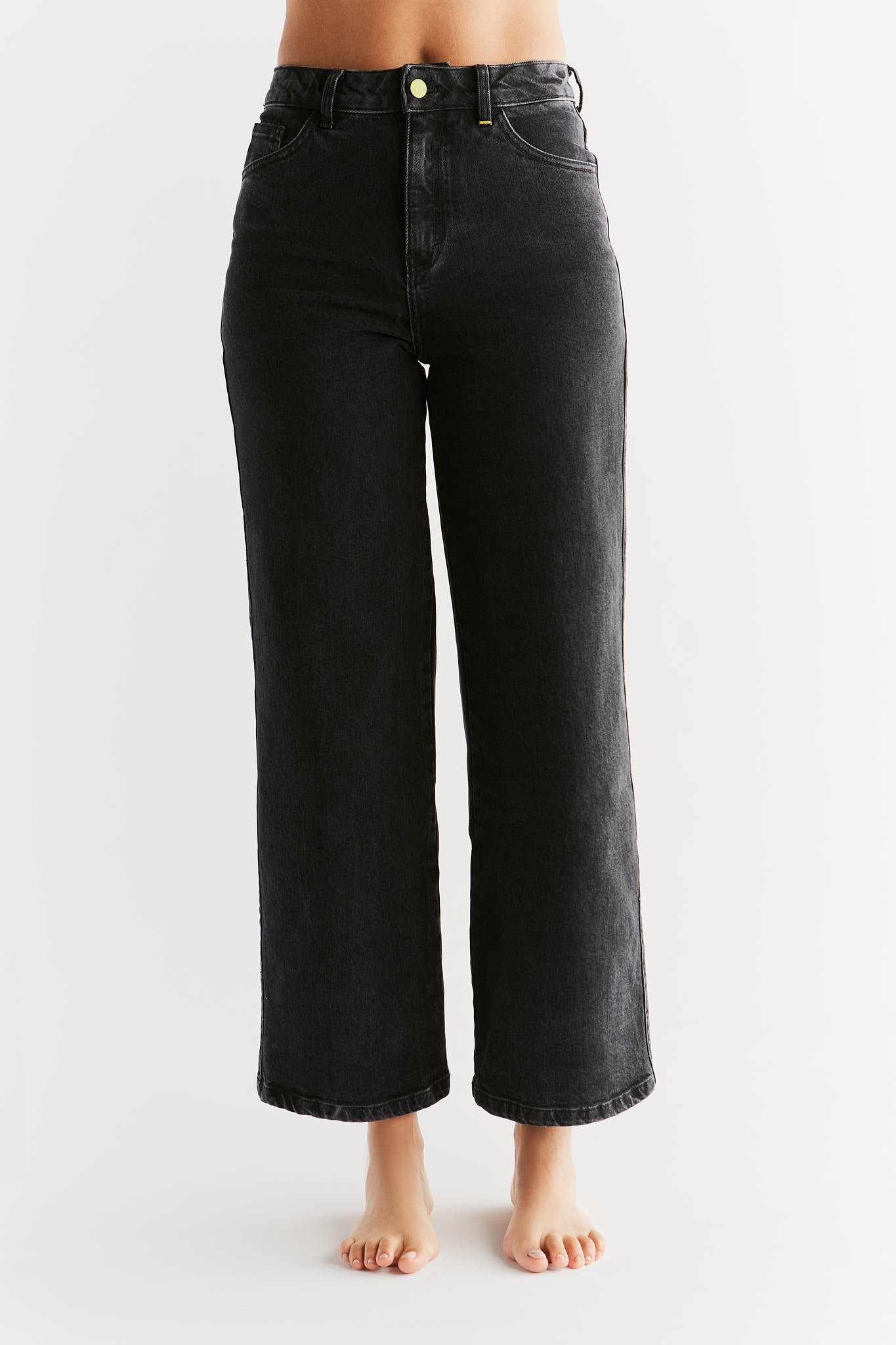 Evermind Damen vegan Jeans Weites Bein Carbon Gray