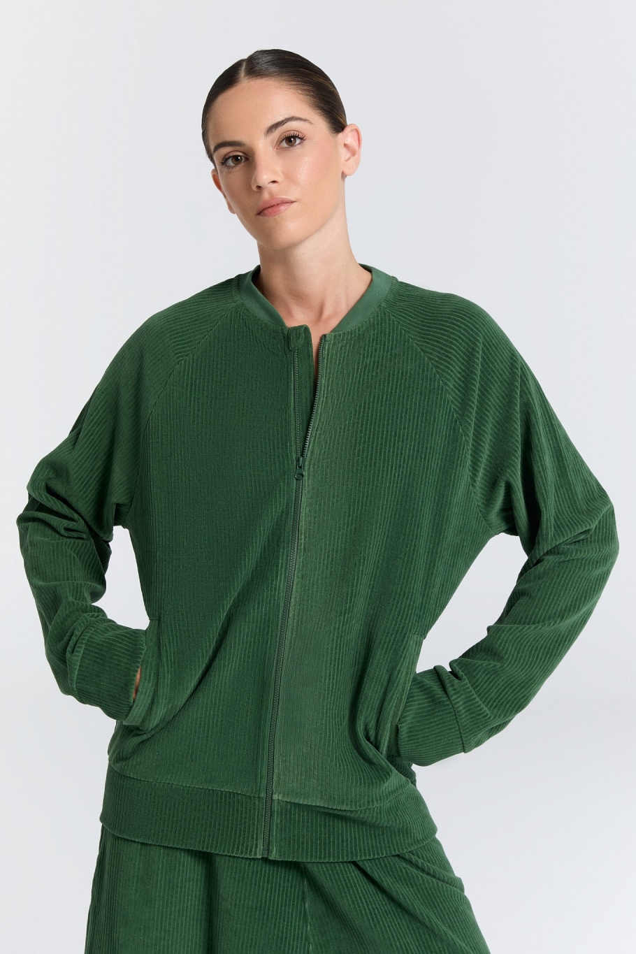 Leela Cotton Herren vegan Jacke Baseball Pine Needle GrÃ¼n