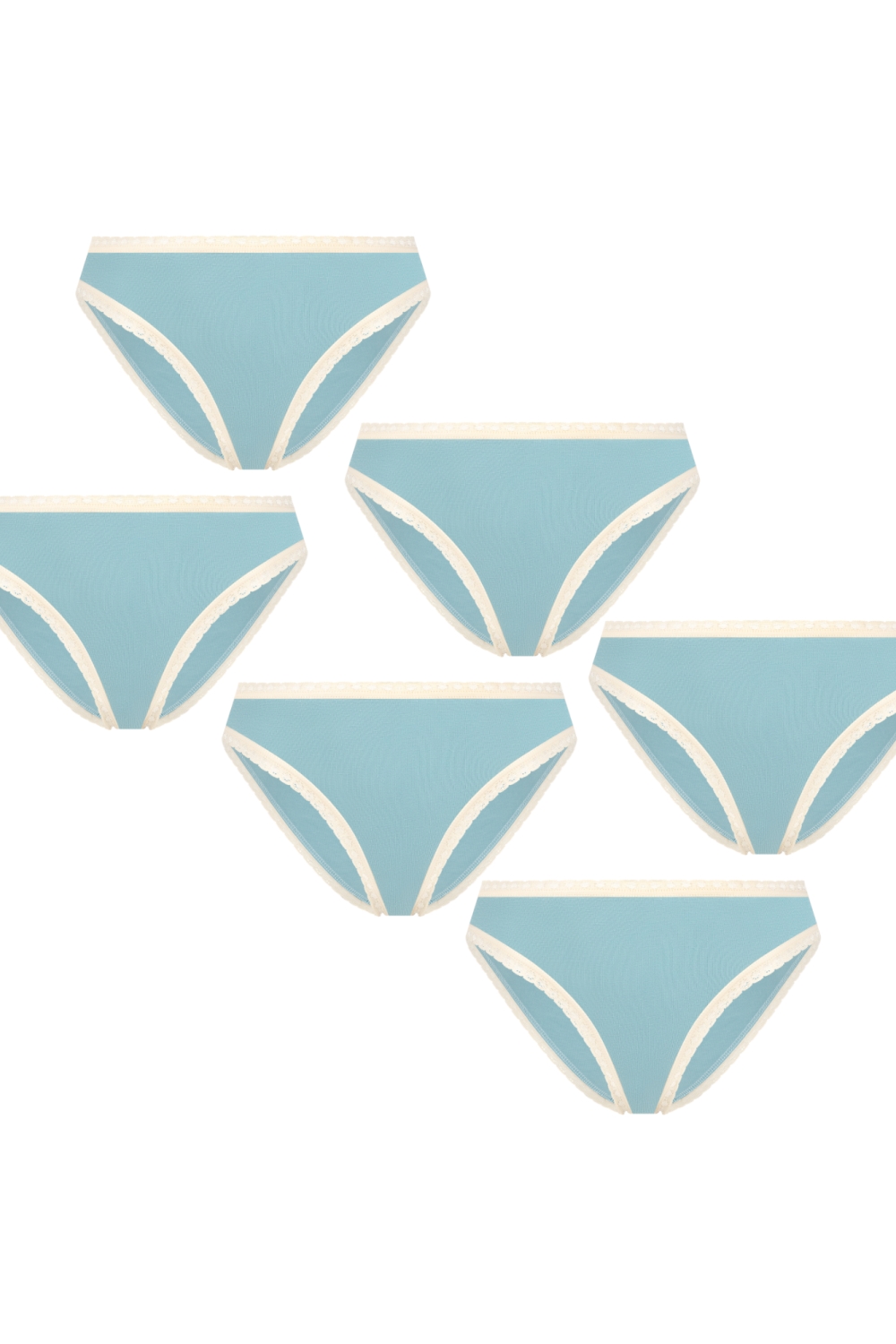 Albero Natur Damen vegan Multipack 6x Slips Mit Spitze Grau Blau
