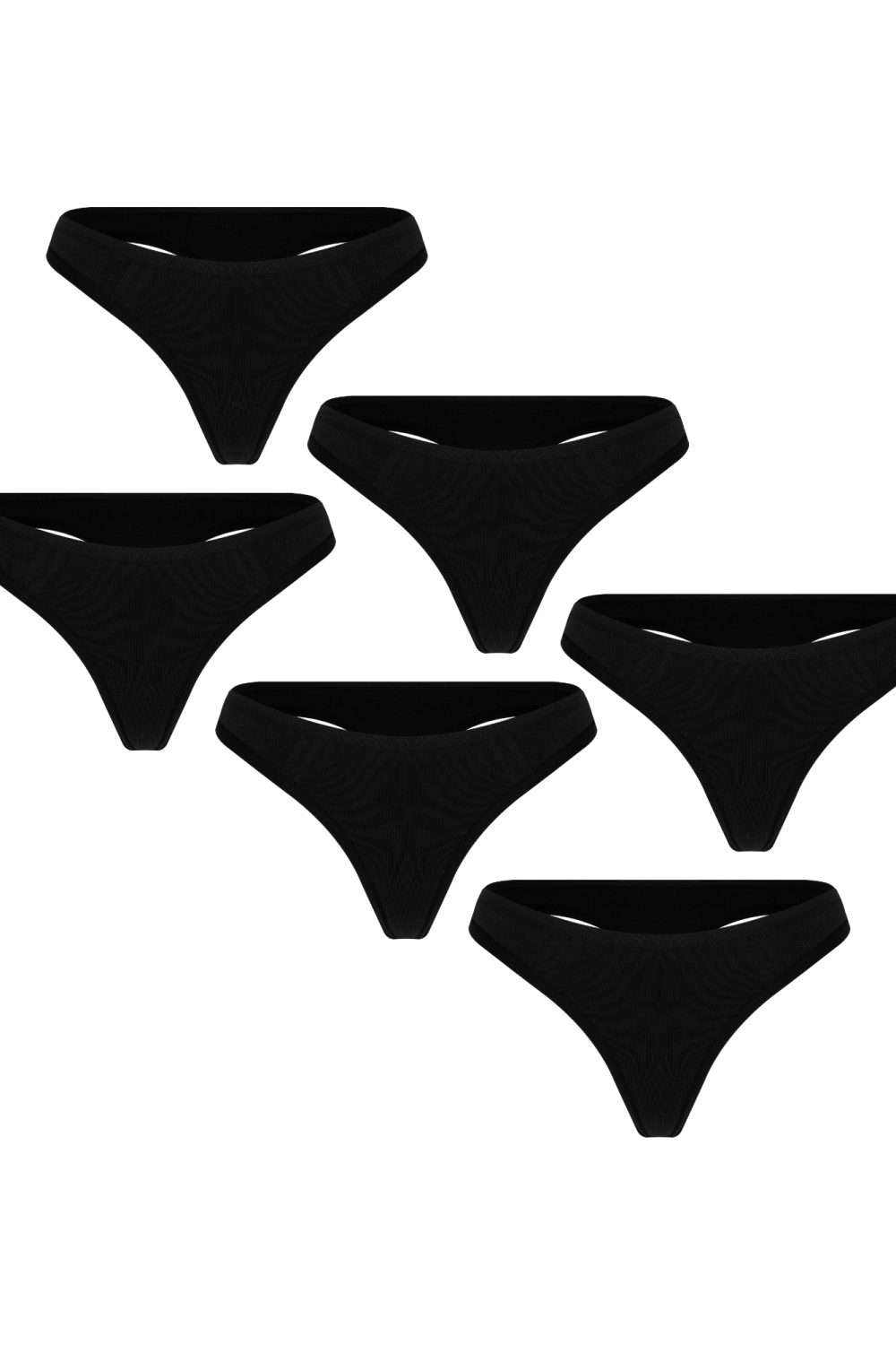 Albero Natur womens vegan Multipack 6x Thong Black