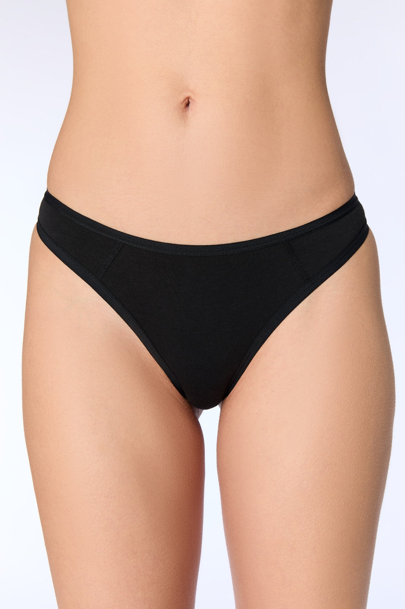 Albero Natur womens vegan Multipack 6x Thong Black
