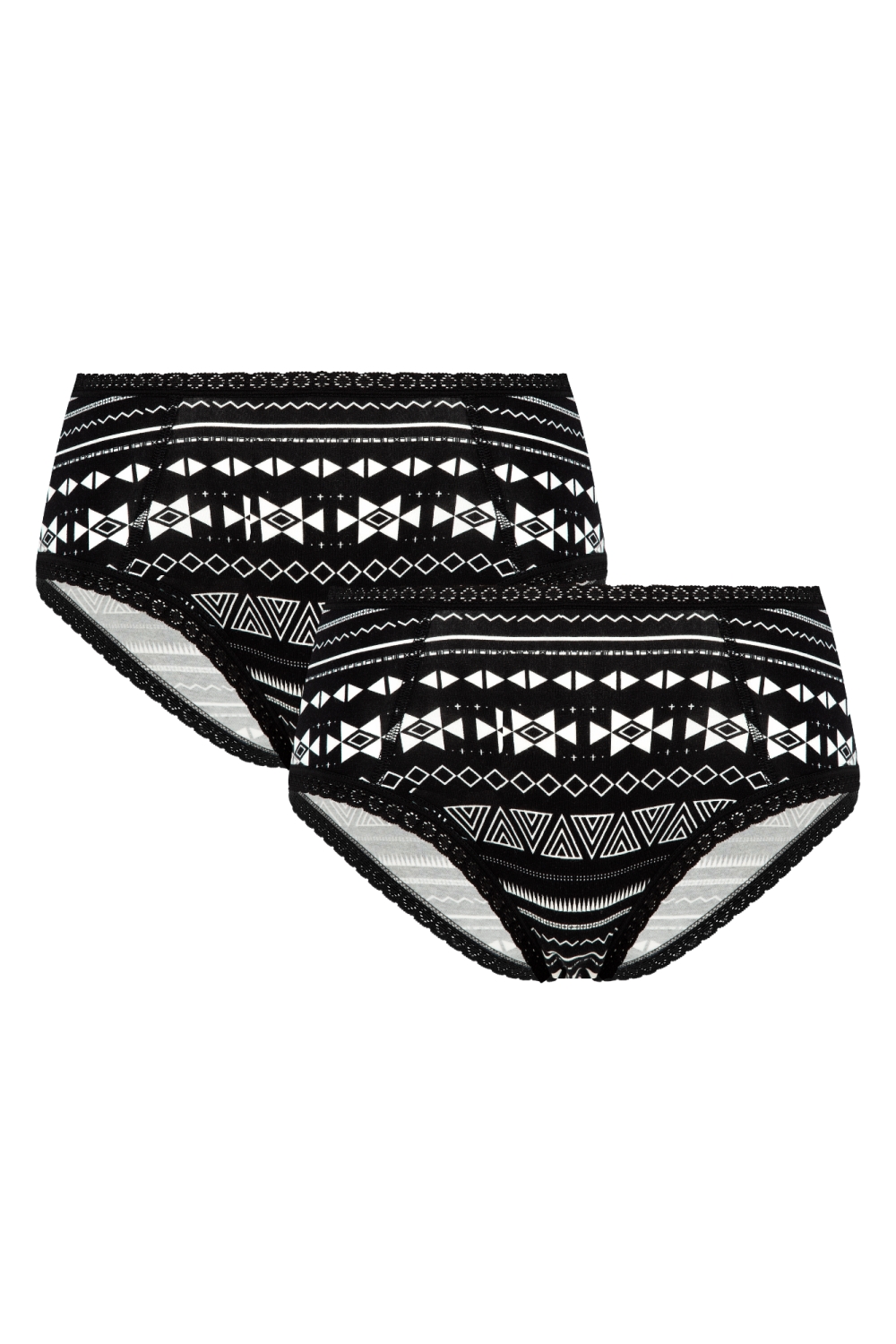 Albero Natur womens vegan Multipack 2x Hipsters With Lace Black & White
