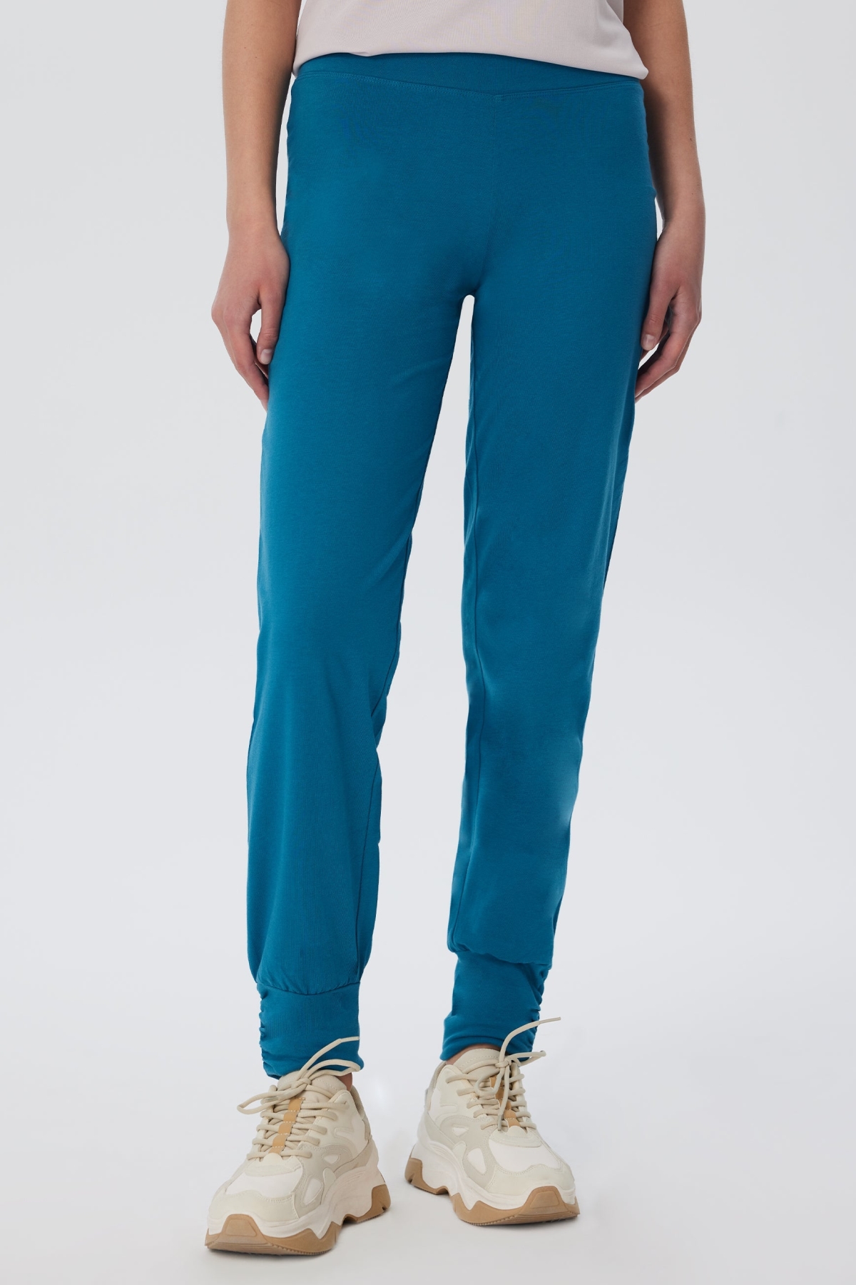 Leela Cotton womens vegan Yoga Pants Petrol