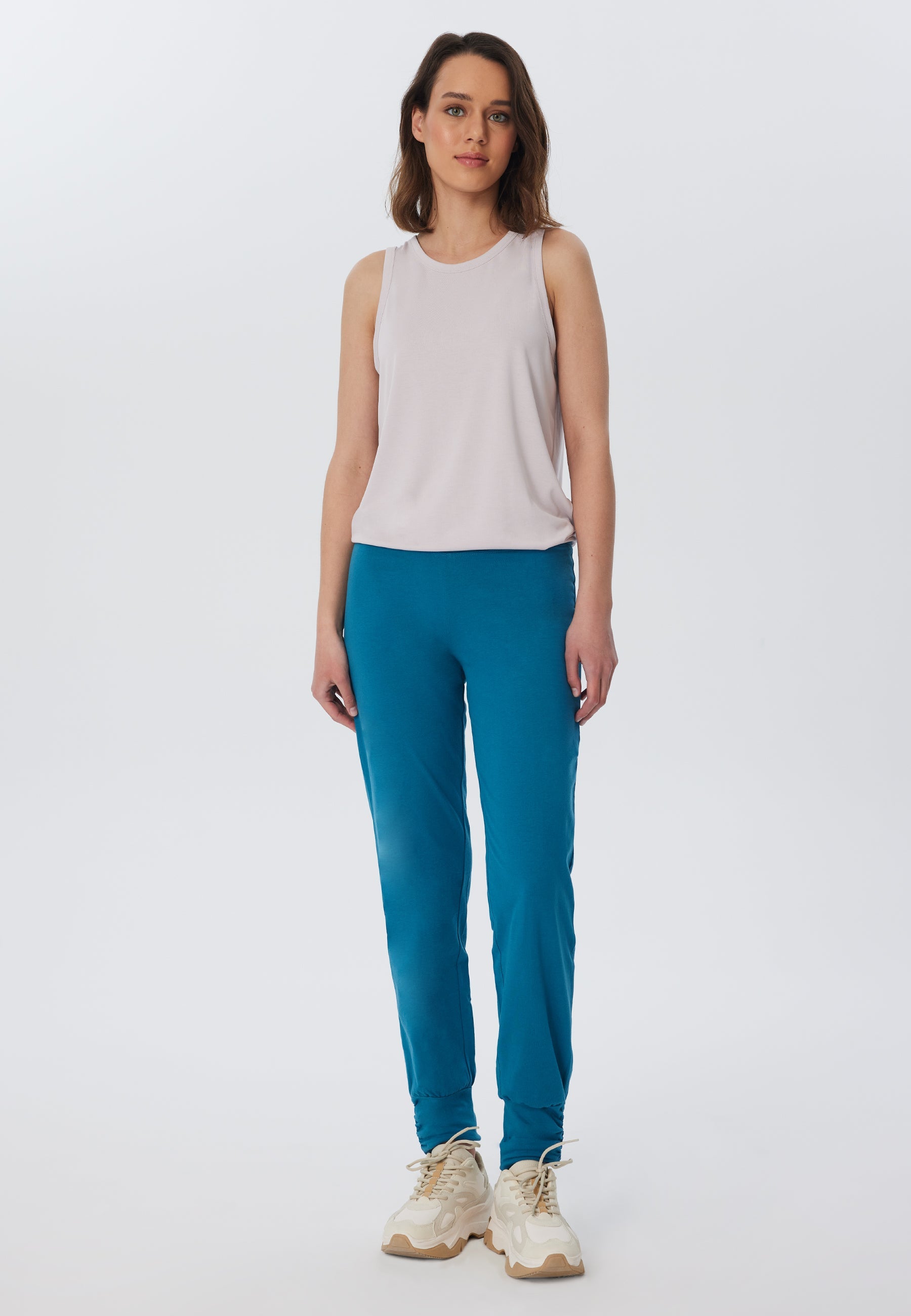 Leela Cotton womens vegan Yoga Pants Petrol