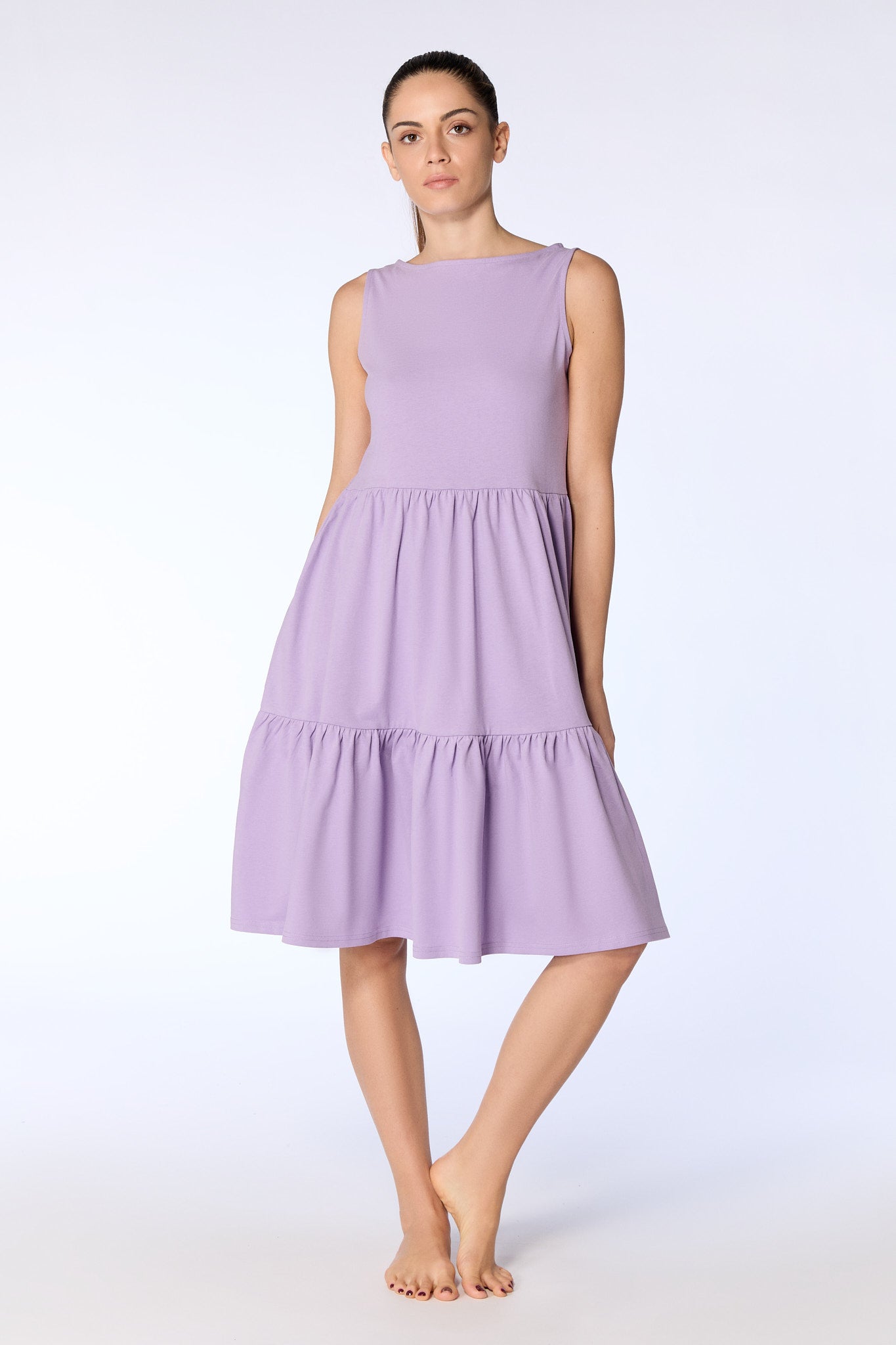Leela Cotton womens vegan Dress Ruffled Viola