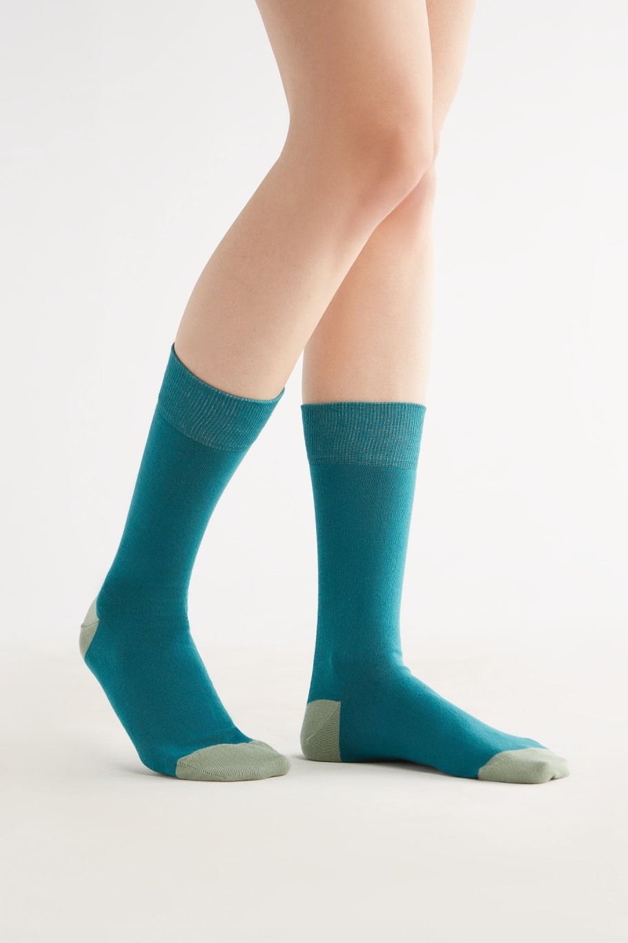 Albero Natur womens vegan Multipack 6x Socks With Longer Cuffs Petrol/Frost Green