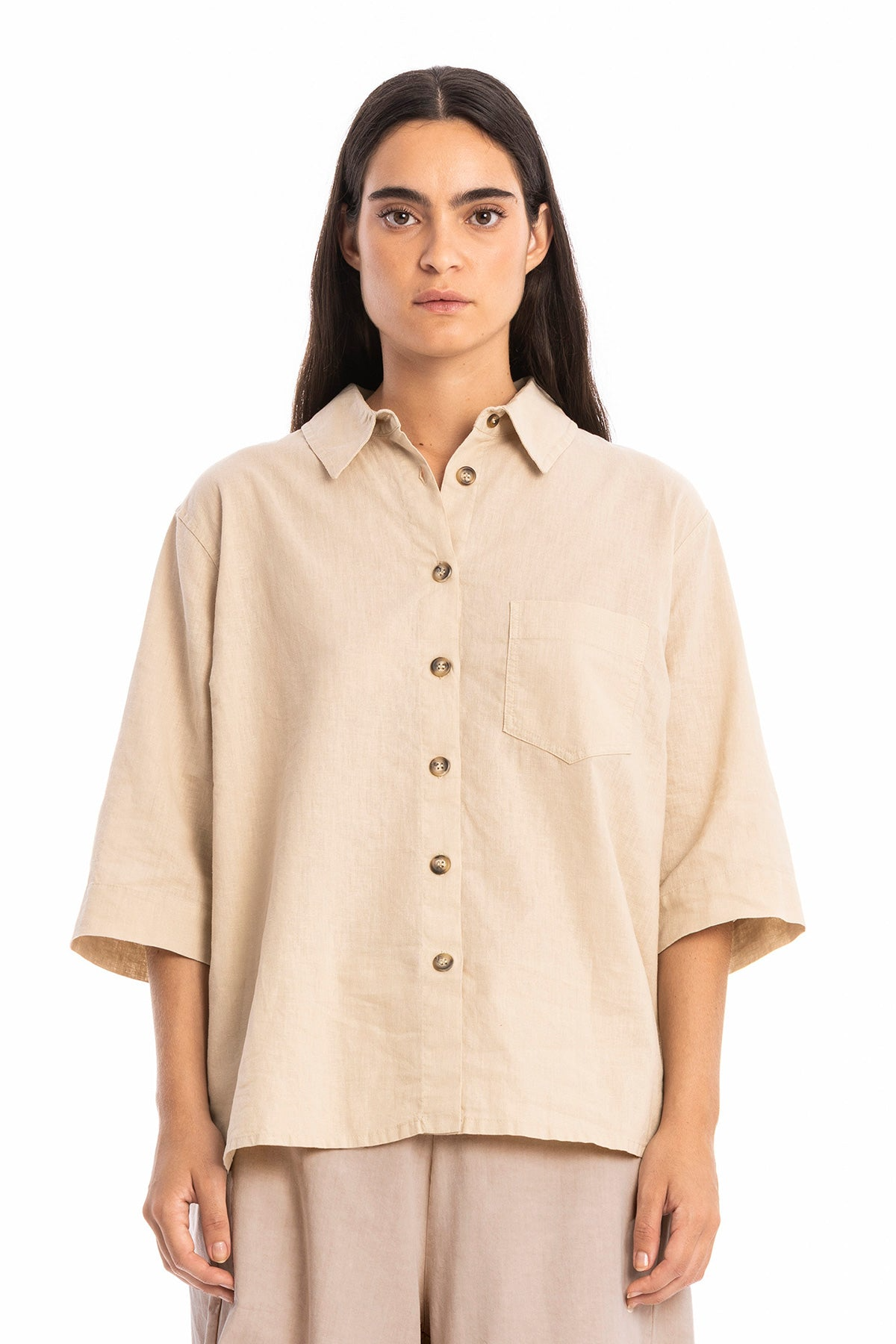 RAVENS VIEW IBIZA womens vegan Shirt Summer Pocket Desert Sand