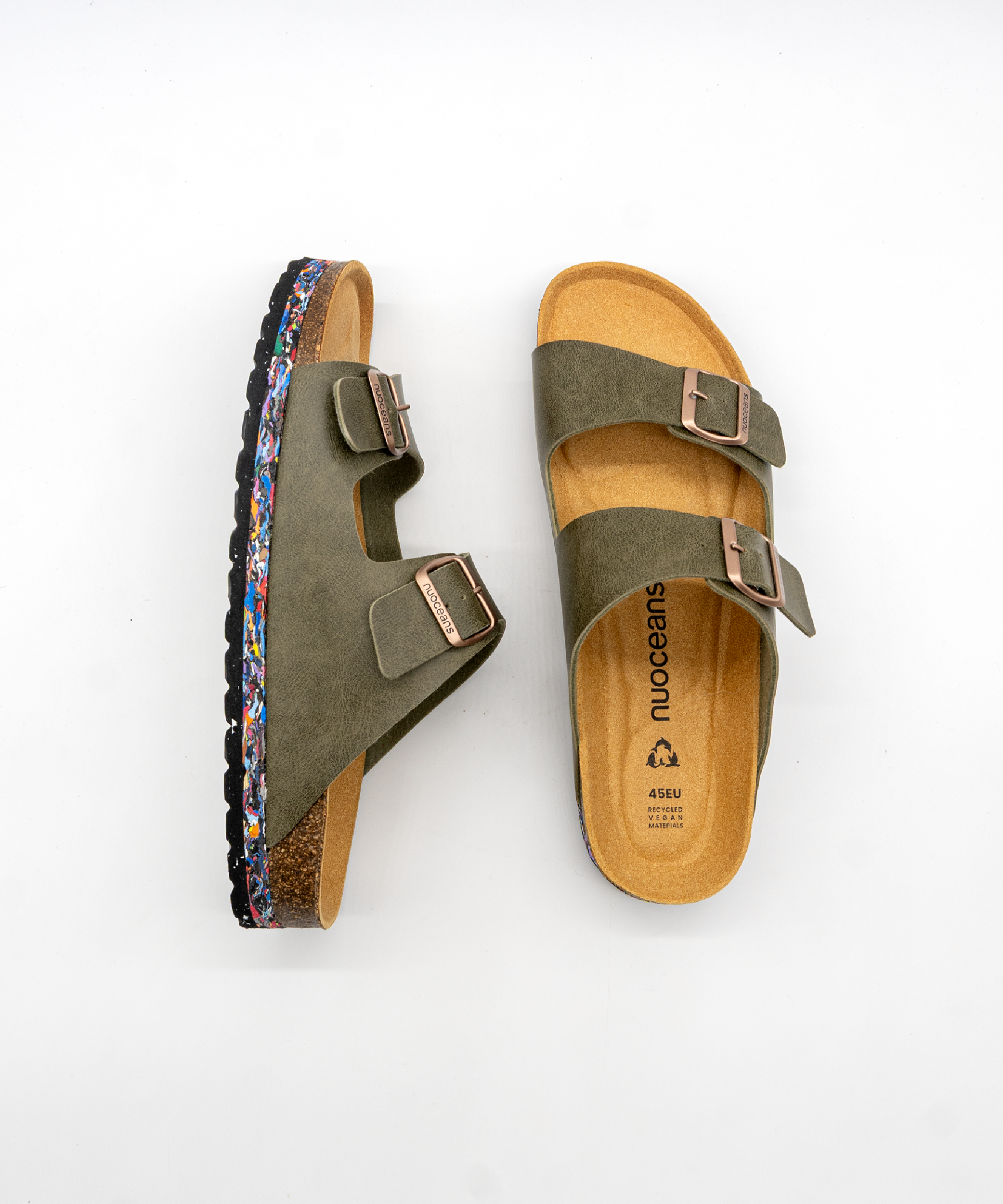 Nuoceans men vegan Sandals Nori Khaki